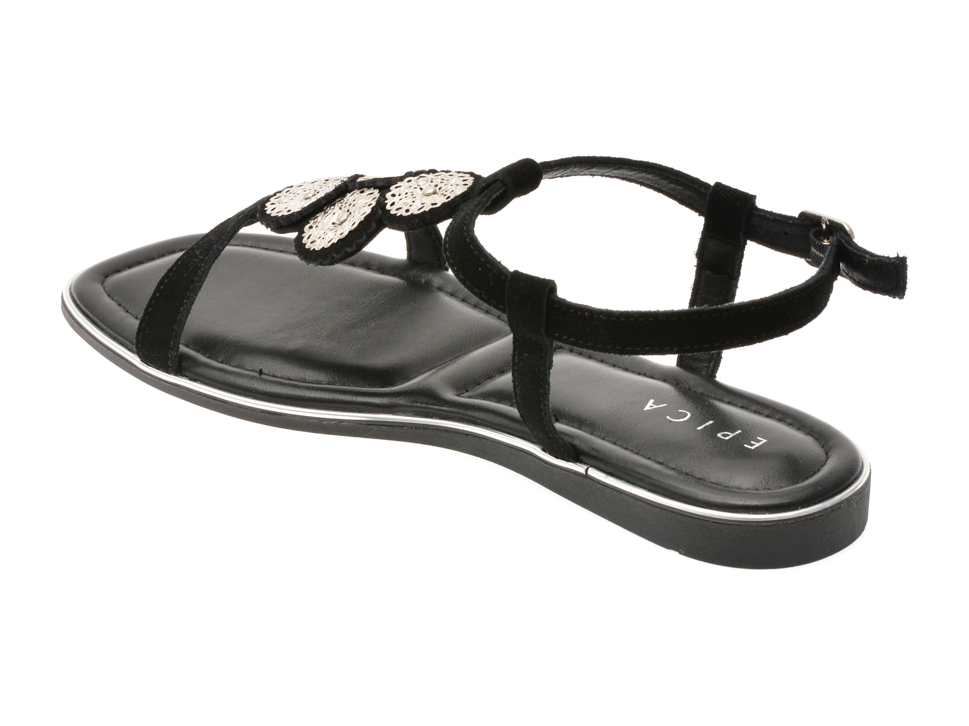 Sandale EPICA negre, 82967, din piele intoarsa