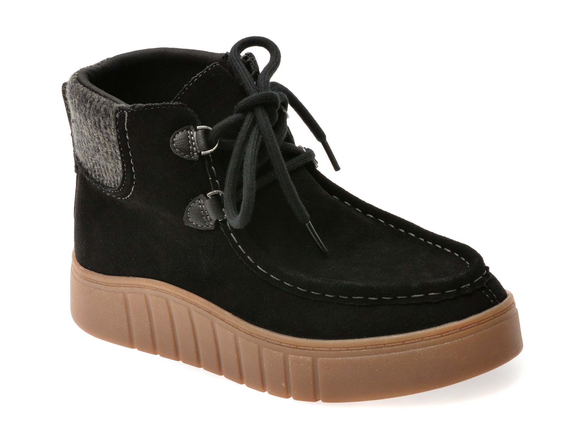 Ghete CLARKS negre, MYKAH IZZY, din piele intoarsa