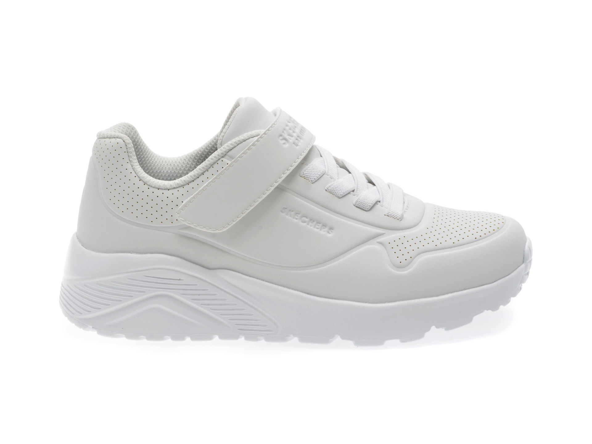 Pantofi sport SKECHERS albi, UNO LITE, din piele ecologica