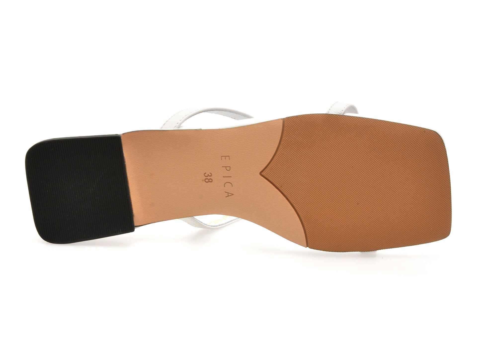 Papuci EPICA albi, LD976, din piele naturala