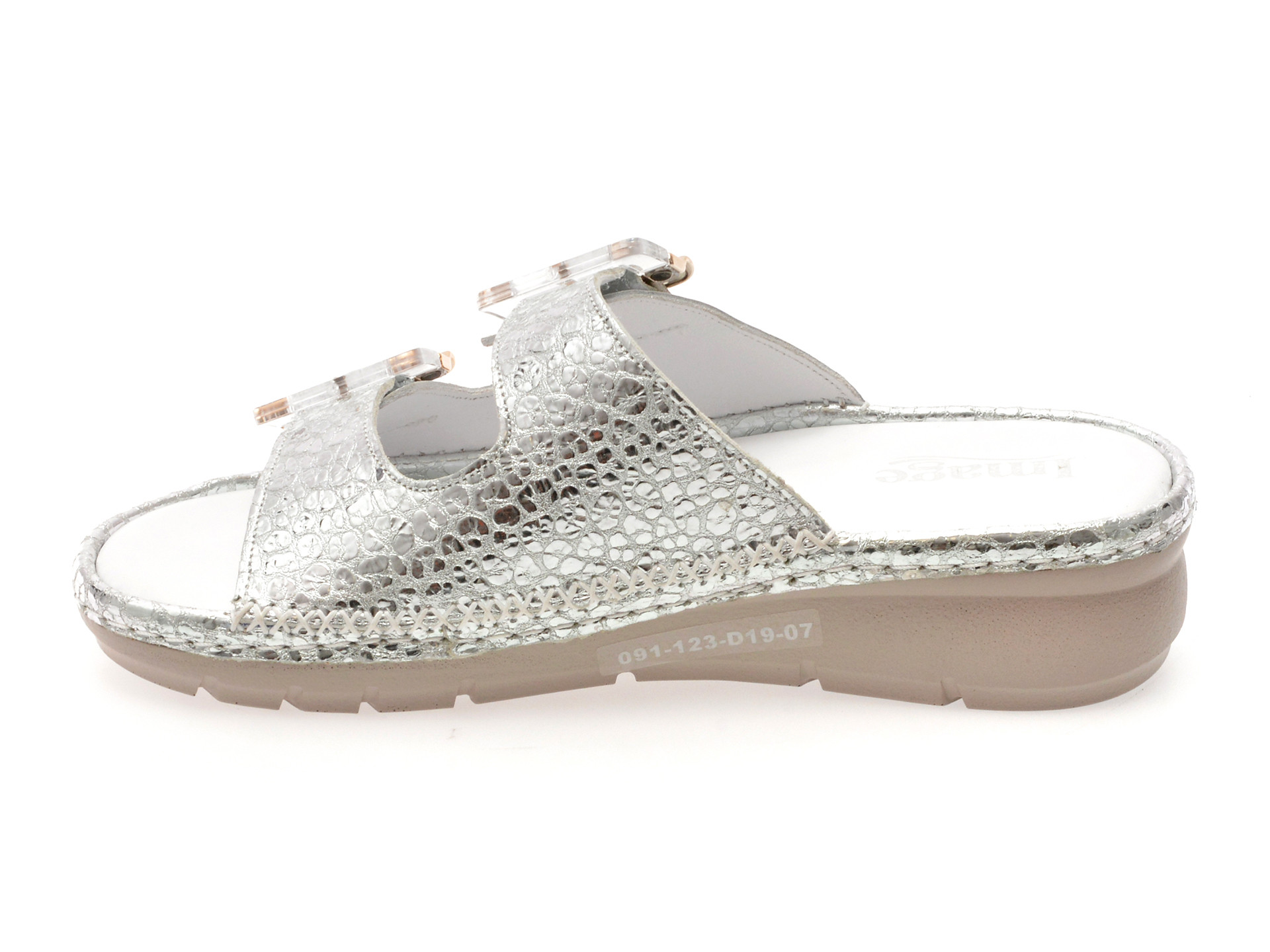 Papuci IMAGE albi, 91123, din piele naturala