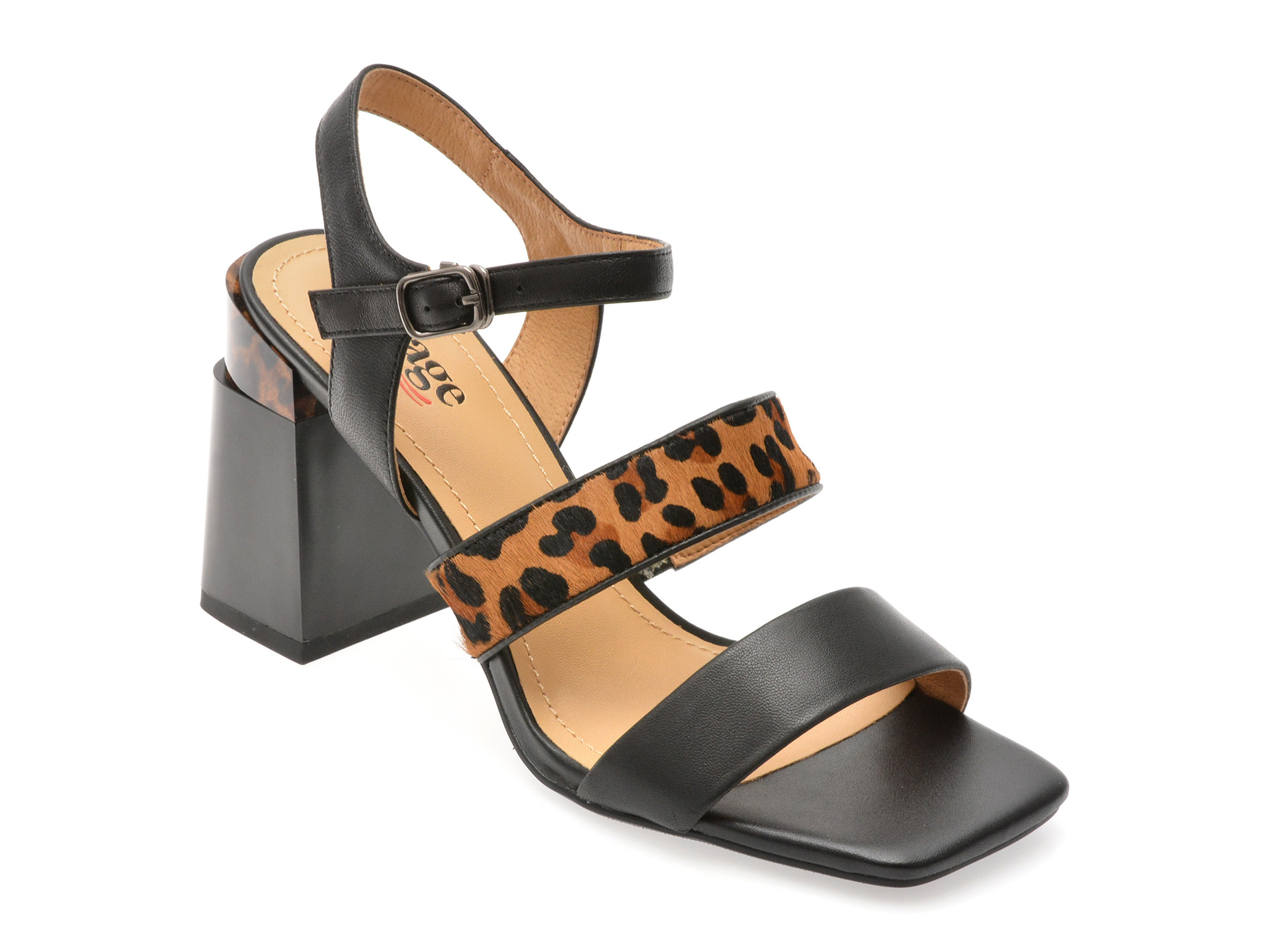 Sandale IMAGE negre, K996, din piele naturala