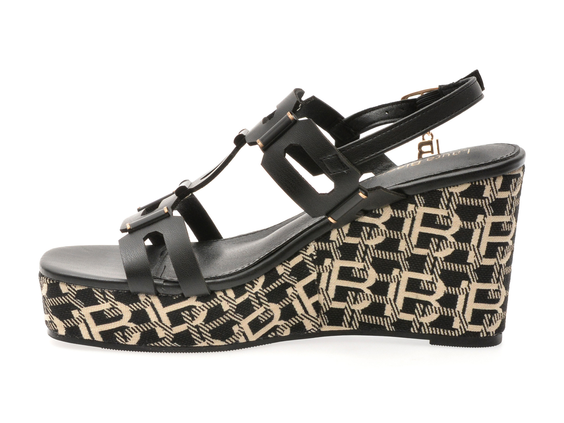 Sandale LAURA BIAGIOTTI negre, 9104, din piele ecologica