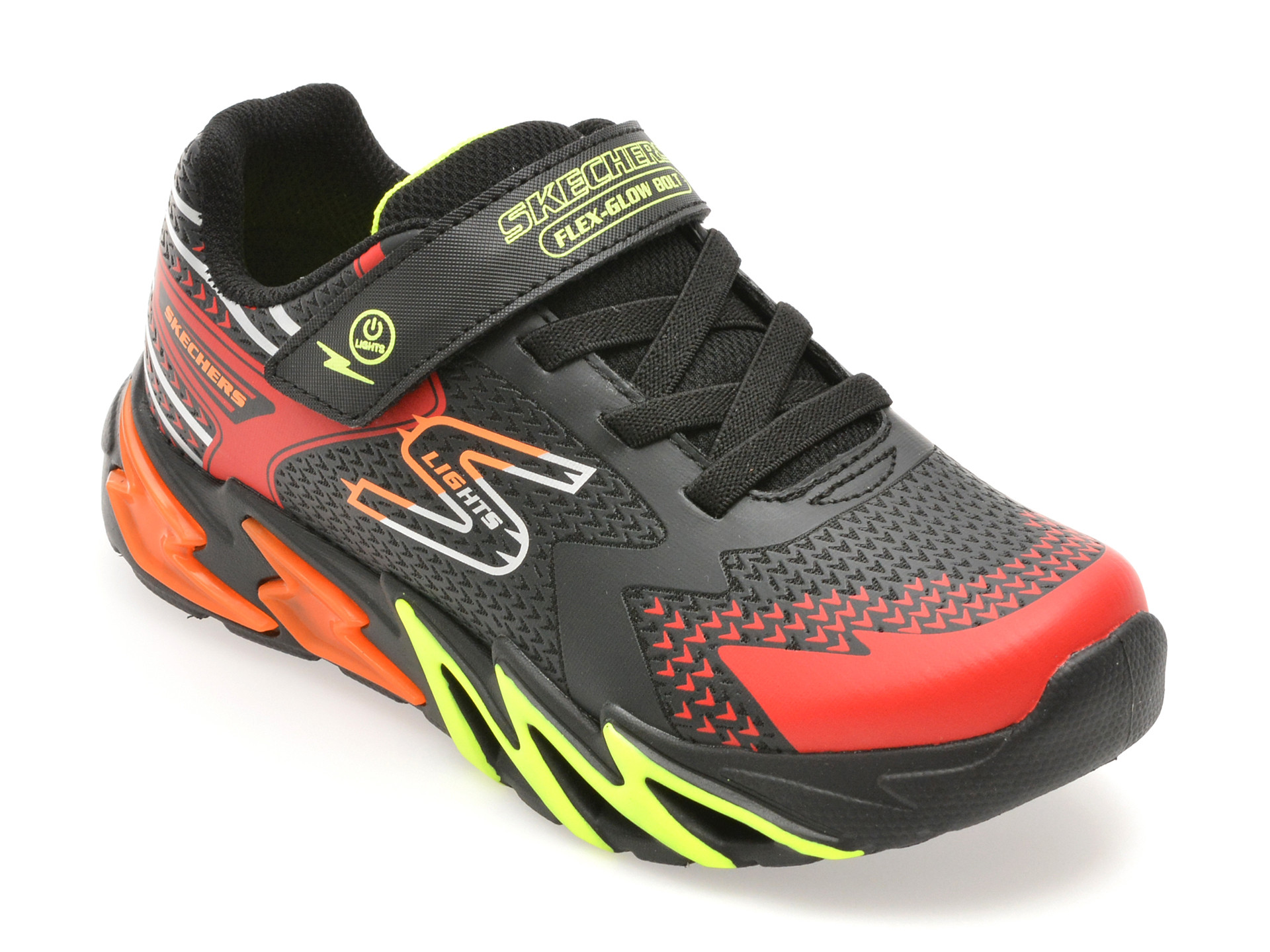 Pantofi sport SKECHERS negri, FLEX-GLOW BOLT, din material textil