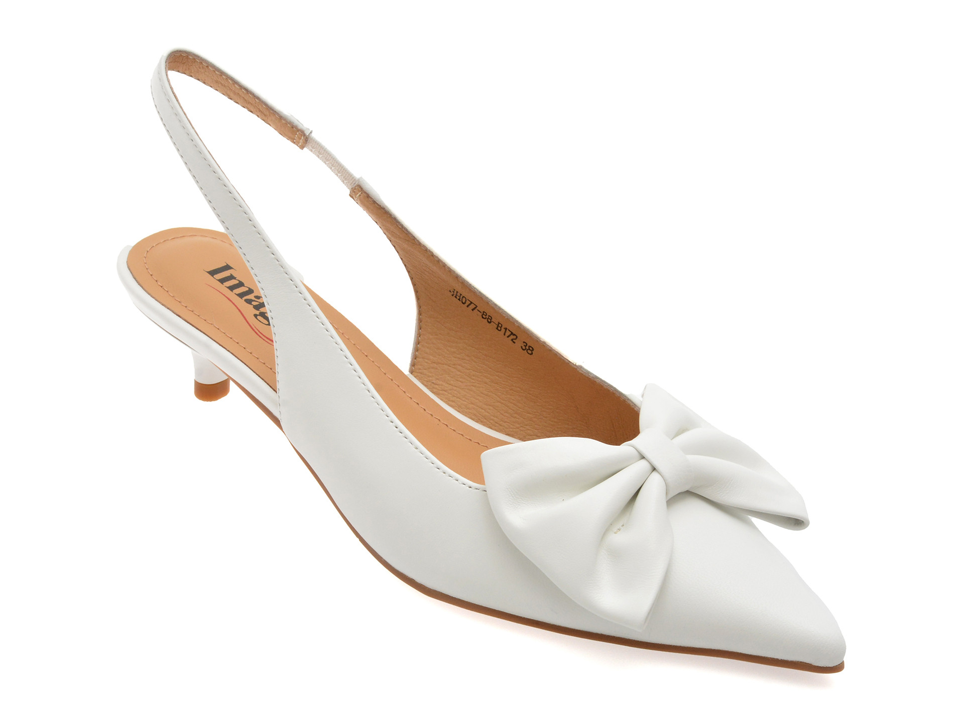 Pantofi eleganti IMAGE albi, 4H077, din piele naturala