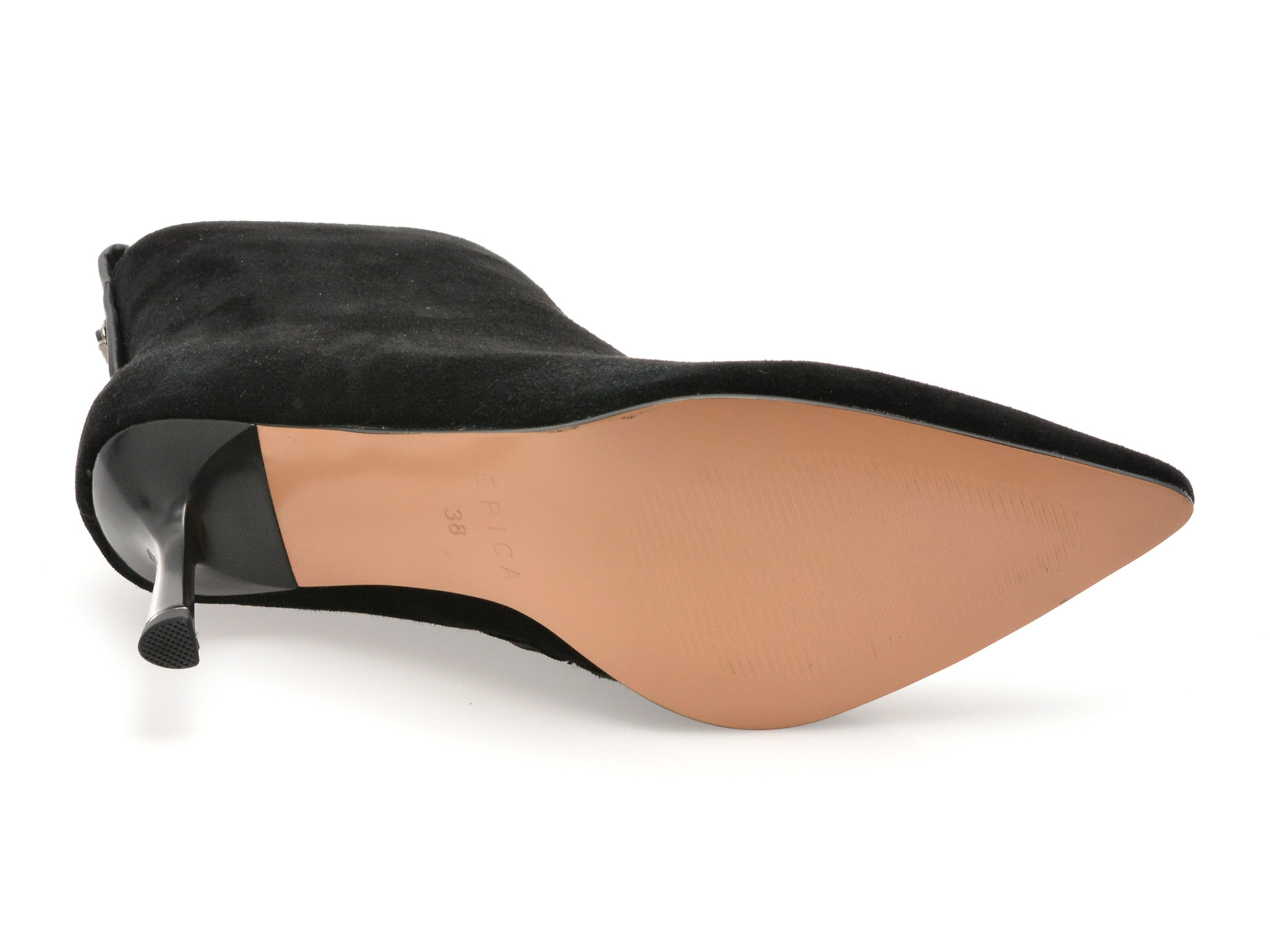Botine elegante EPICA negre, A1501, din piele intoarsa