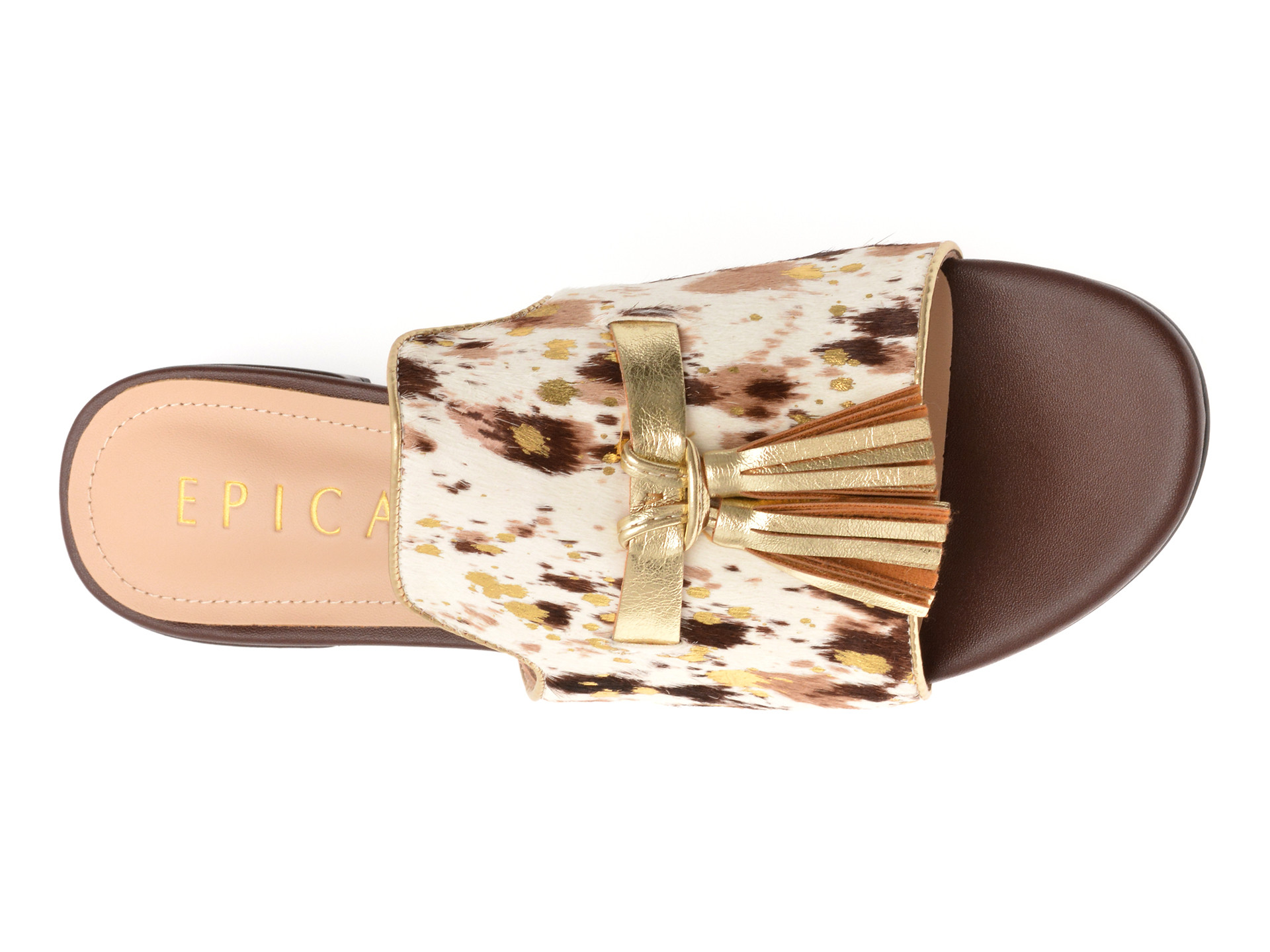 Papuci EPICA albi, 32523, din piele naturala