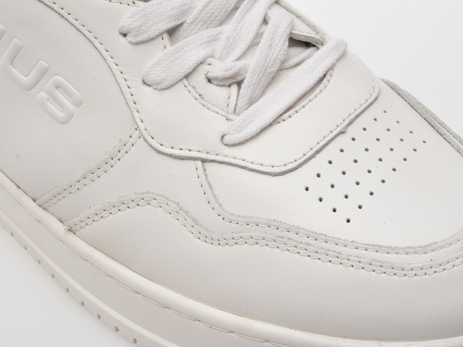 Pantofi sport 4US albi, ARON 100, din piele naturala