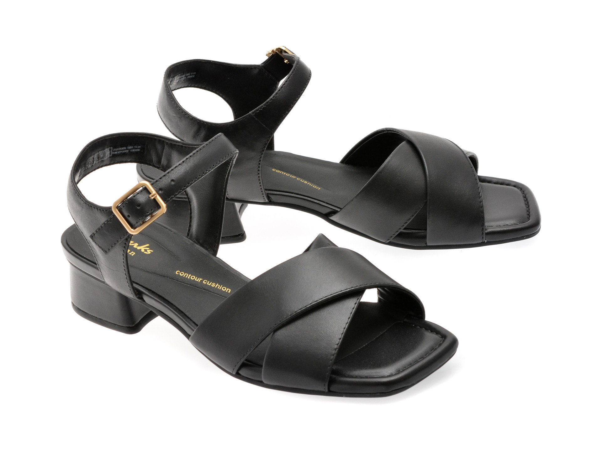 Sandale CLARKS negre, SERINA 35 CROSS, din piele naturala