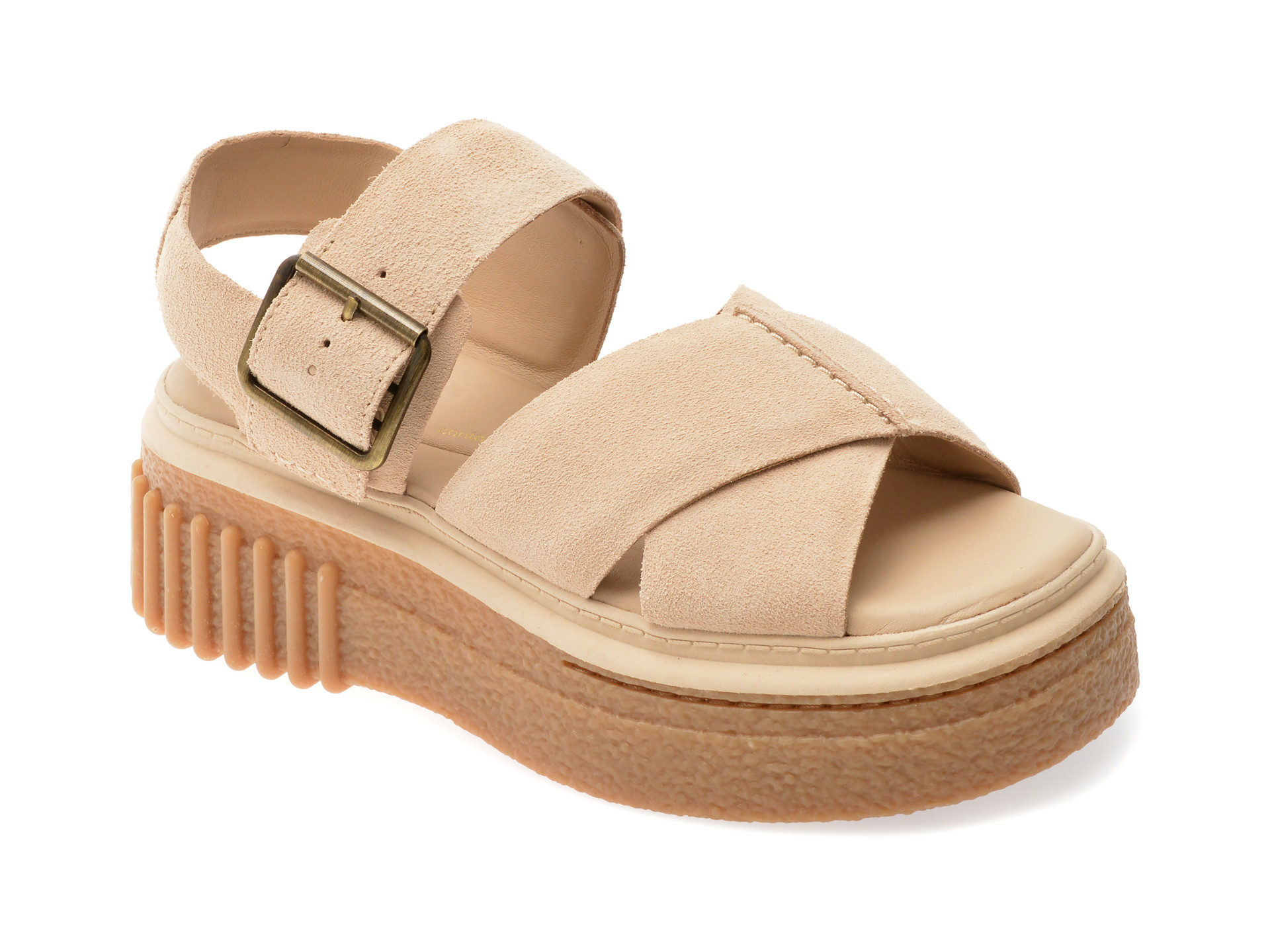 Sandale CLARKS bej, EVAMAR WISH, din piele intoarsa