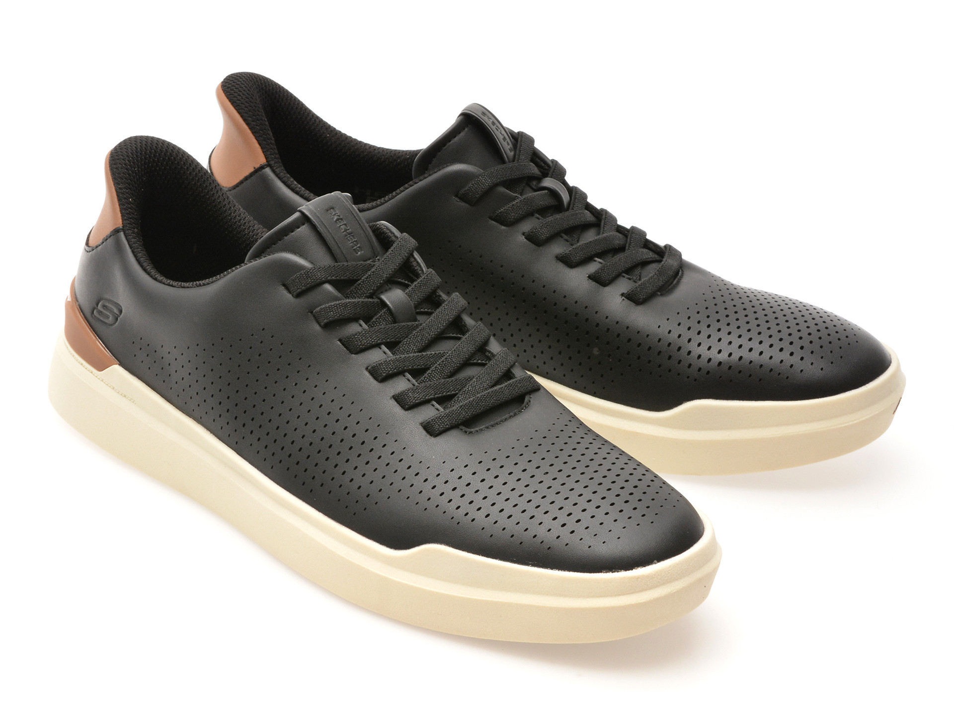 Pantofi sport SKECHERS negri, OWEN, din piele ecologica