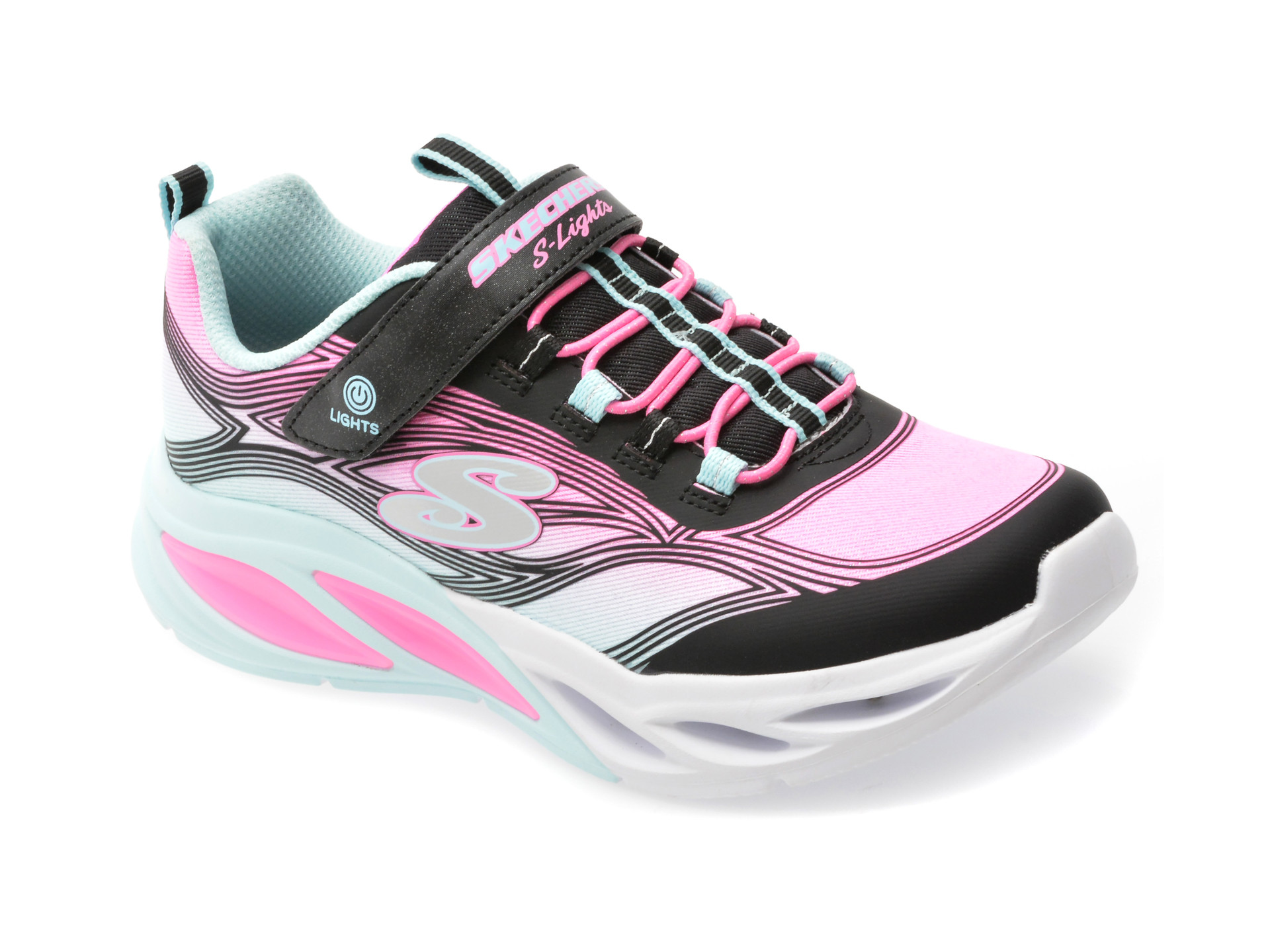 Pantofi sport SKECHERS negri, COSMIC GLOW, din material textil