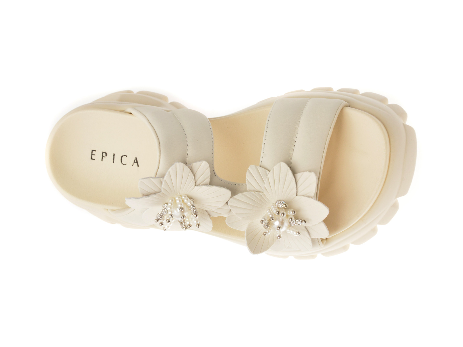 Papuci EPICA albi, 241009, din piele naturala