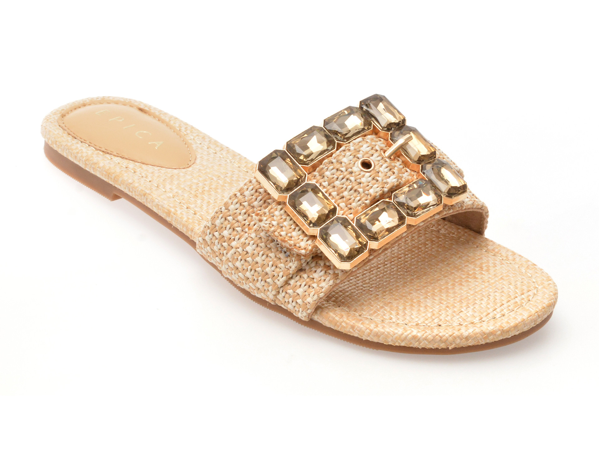 Papuci EPICA bej, 70420, din piele ecologica