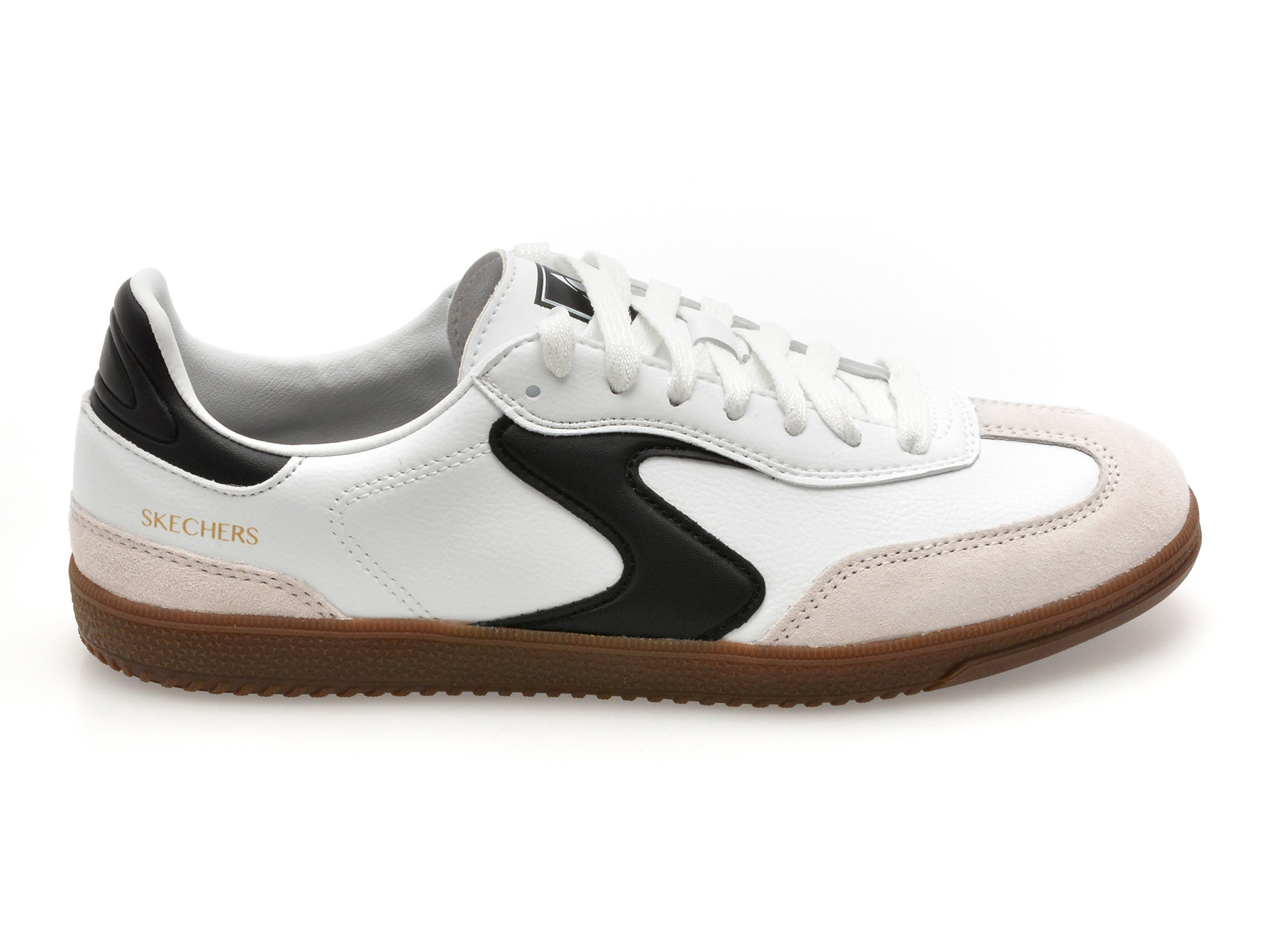 Pantofi sport SKECHERS alb-negru, HOTSHOT, din piele ecologica