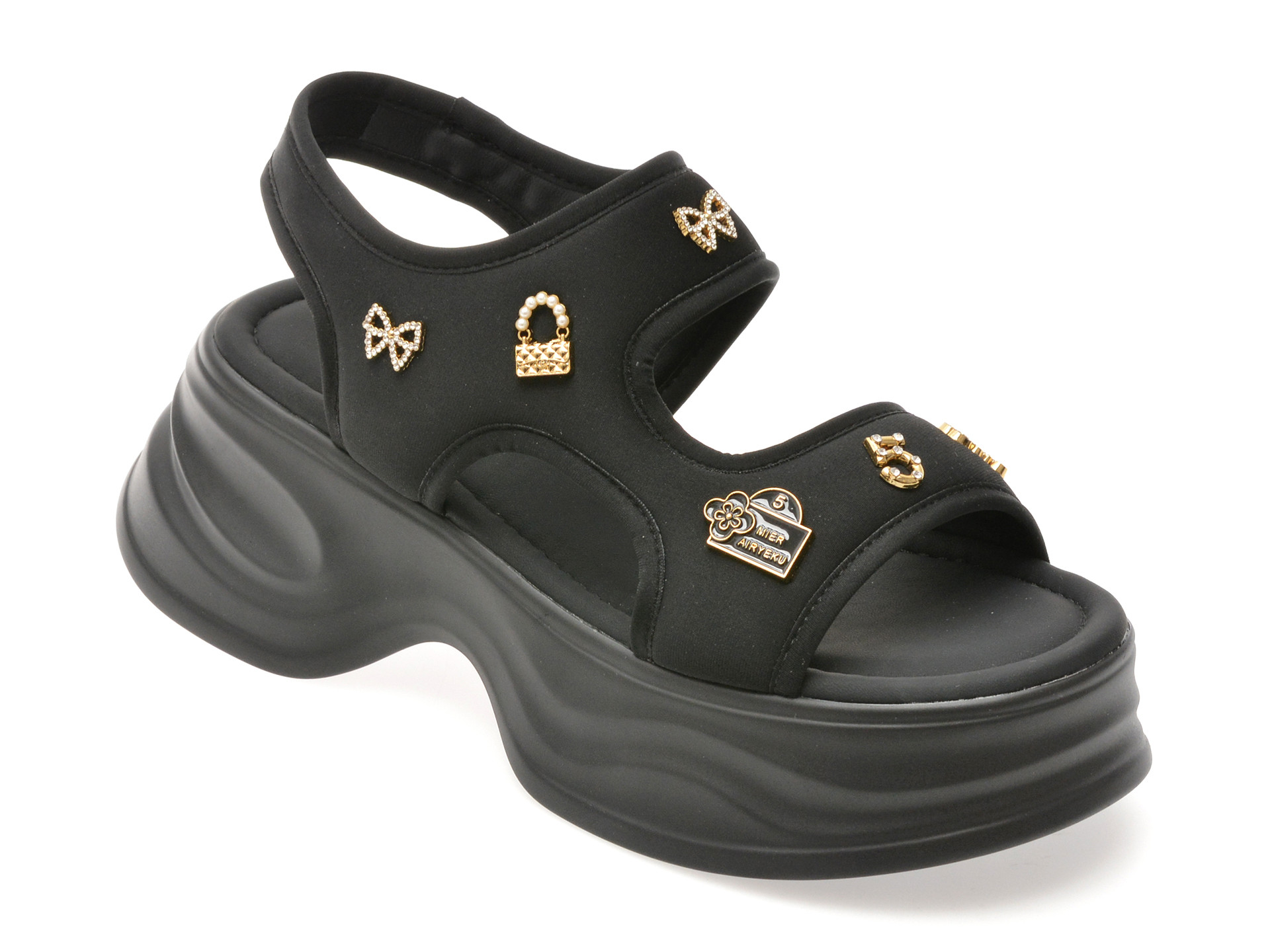 Sandale GRYXX negre, 5508, din material textil