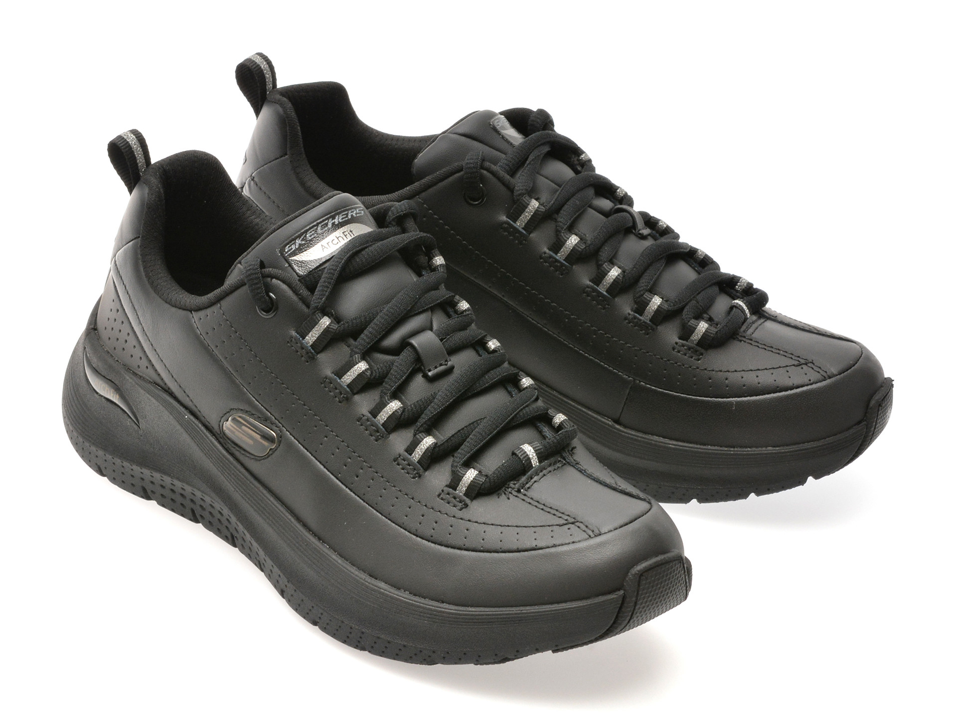 Pantofi sport SKECHERS negri, ARCH FIT 2.0, din piele naturala