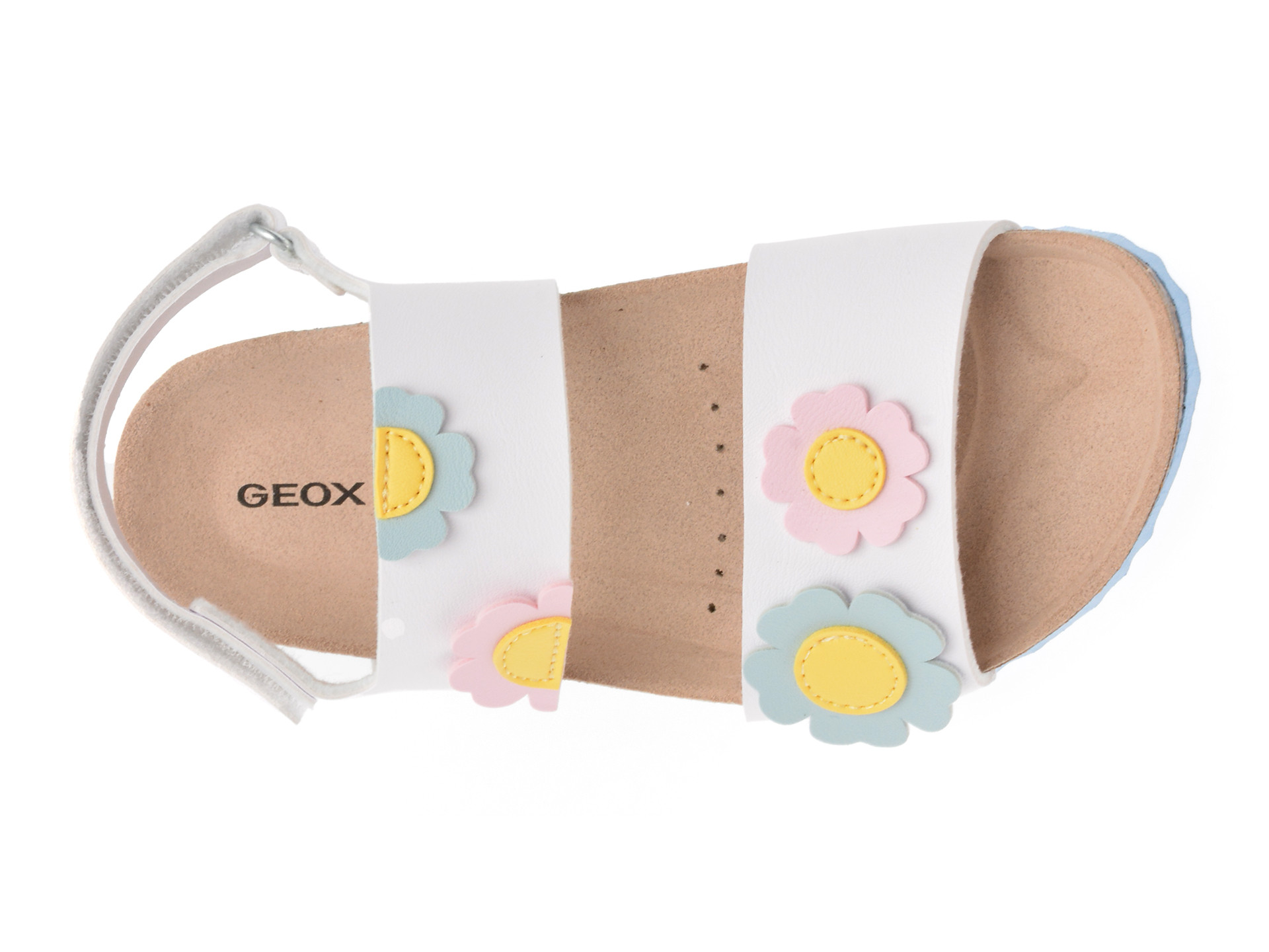 Sandale GEOX albe, J558MD, din piele ecologica