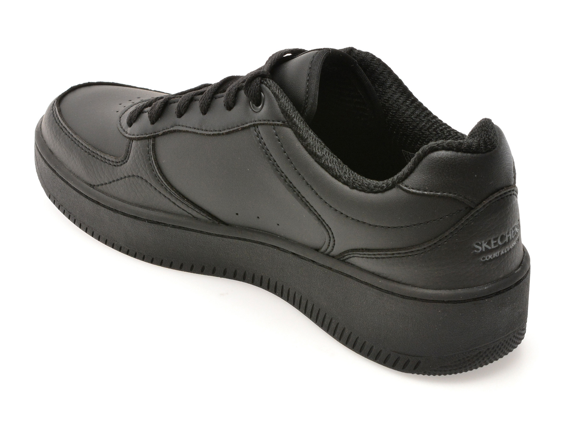 Pantofi sport SKECHERS negri, SPORT COURT 2.0, din piele ecologica