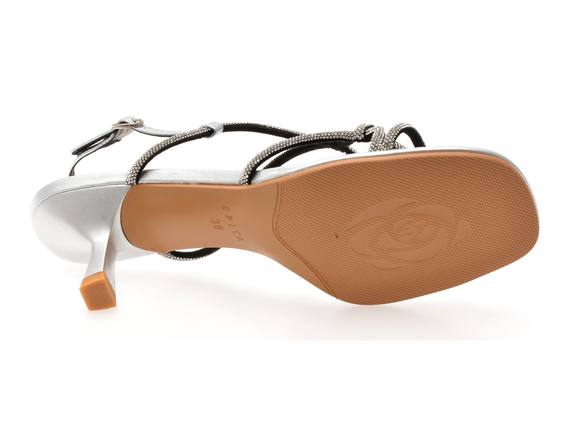 Sandale elegante EPICA argintii, 2396, din piele ecologica