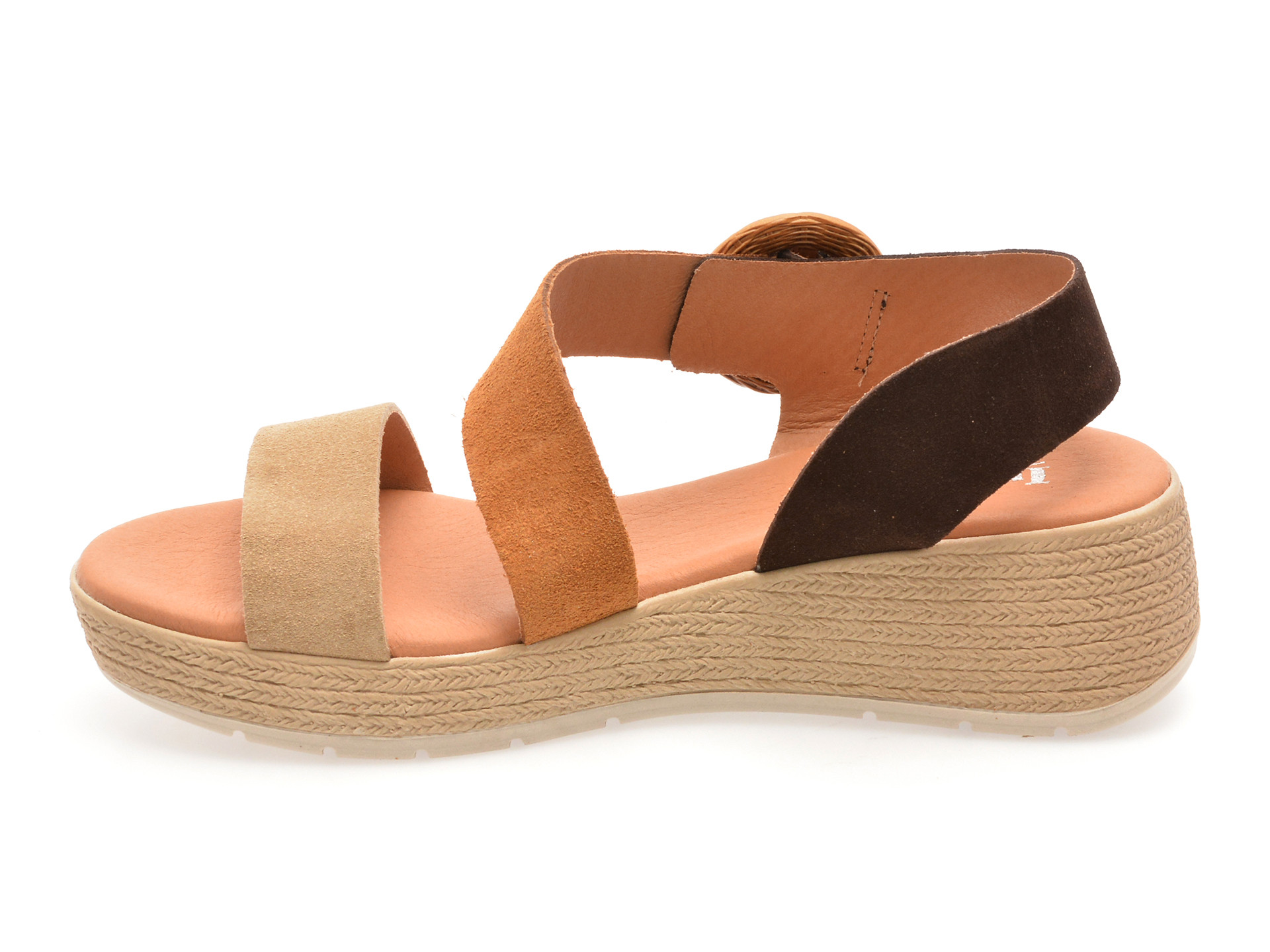 Sandale IMAGE maro, ROSEA, din piele intoarsa