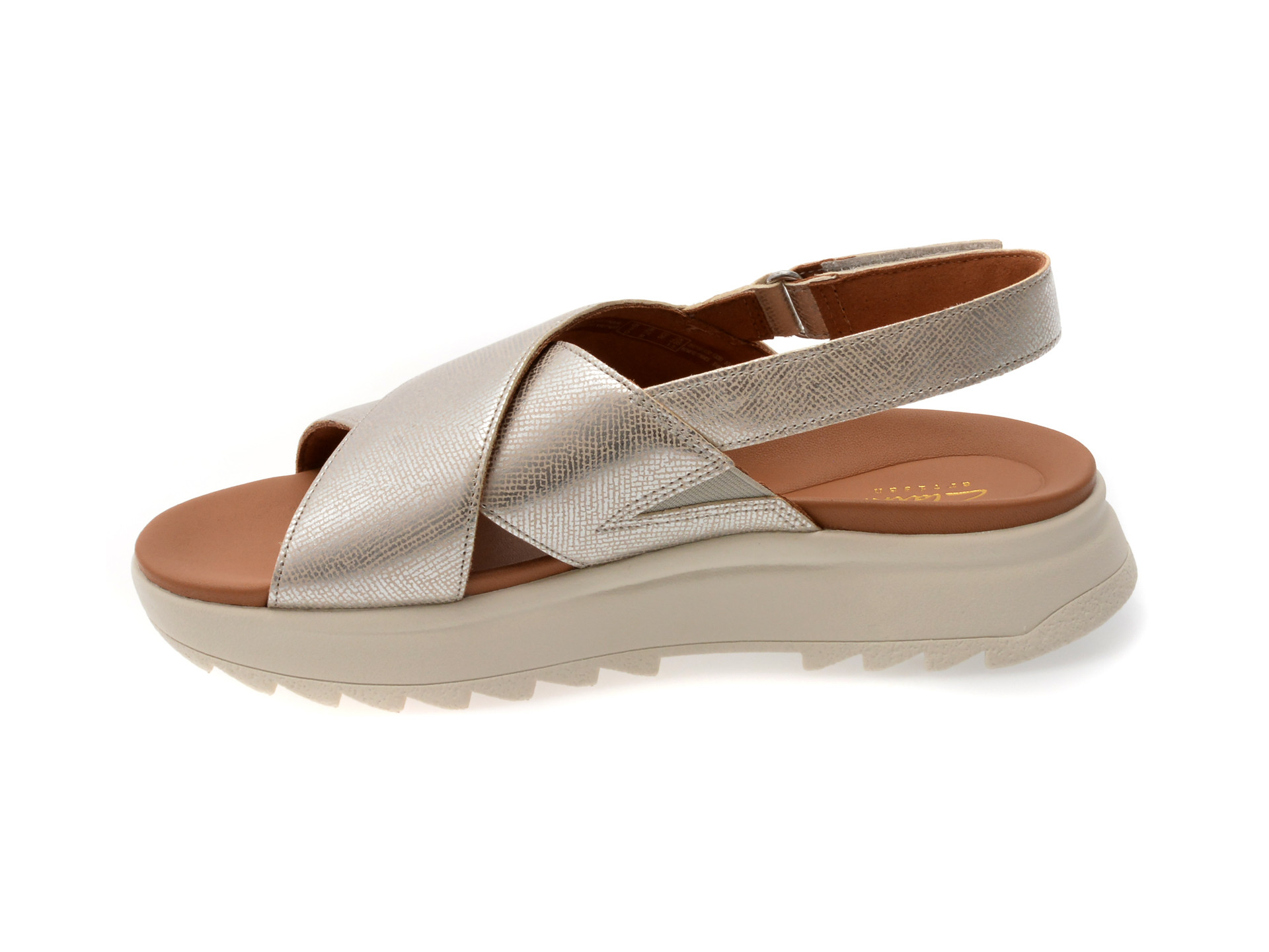 Sandale CLARKS argintii, DASH LITE WISH, din piele naturala