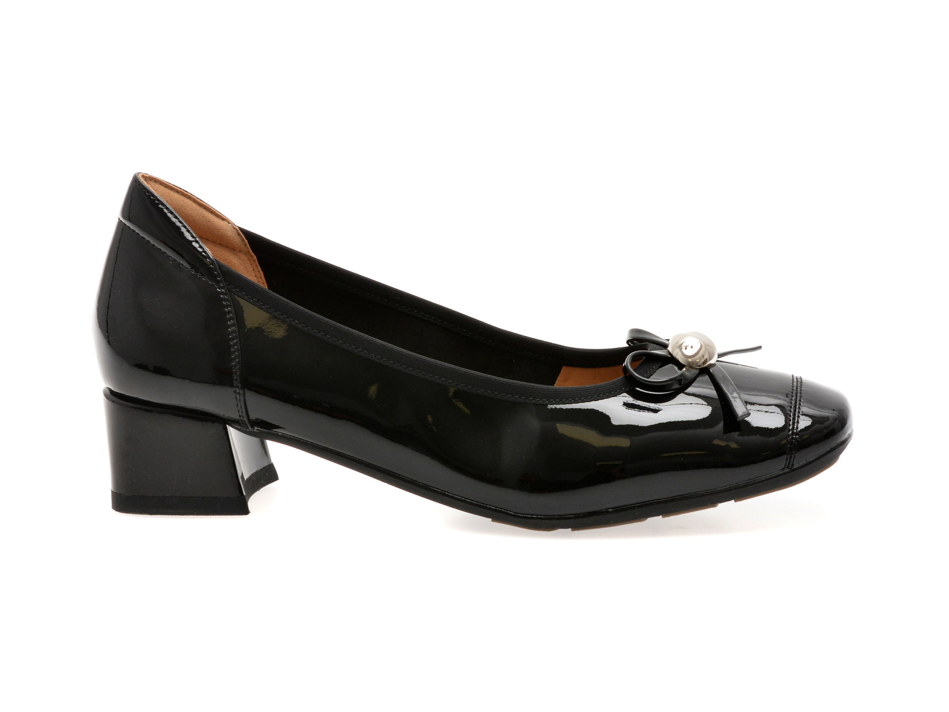 Balerini EPICA negri, 1D5563, din piele naturala lacuita