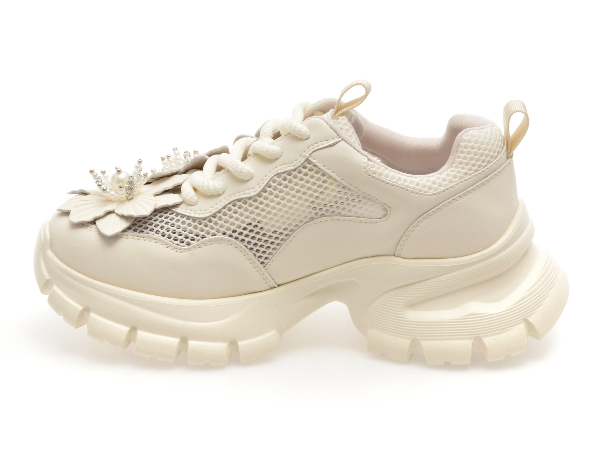 Pantofi sport EPICA albi, 2W99, din material textil