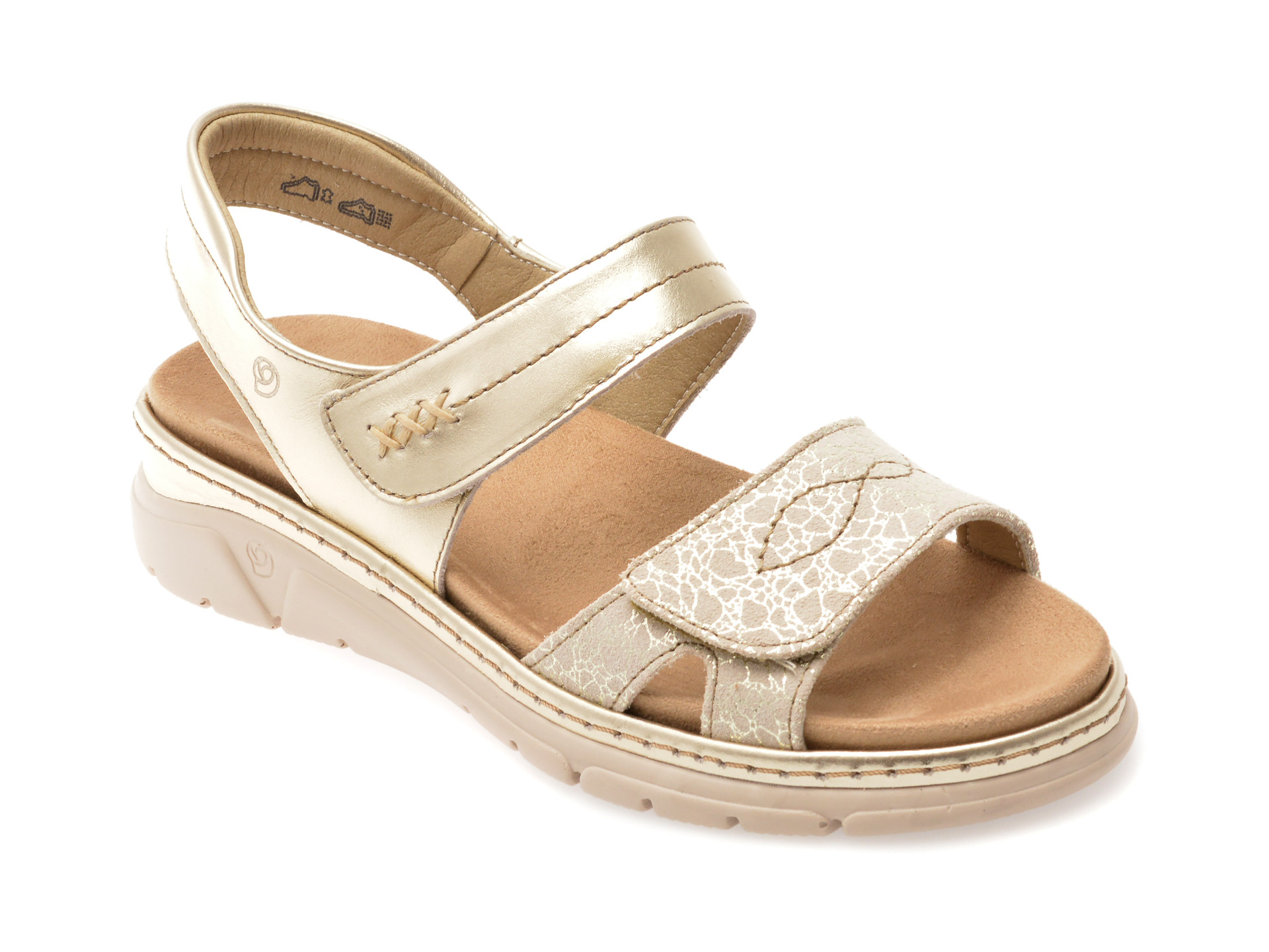 Sandale SUAVE aurii, MOSTAR, din piele naturala