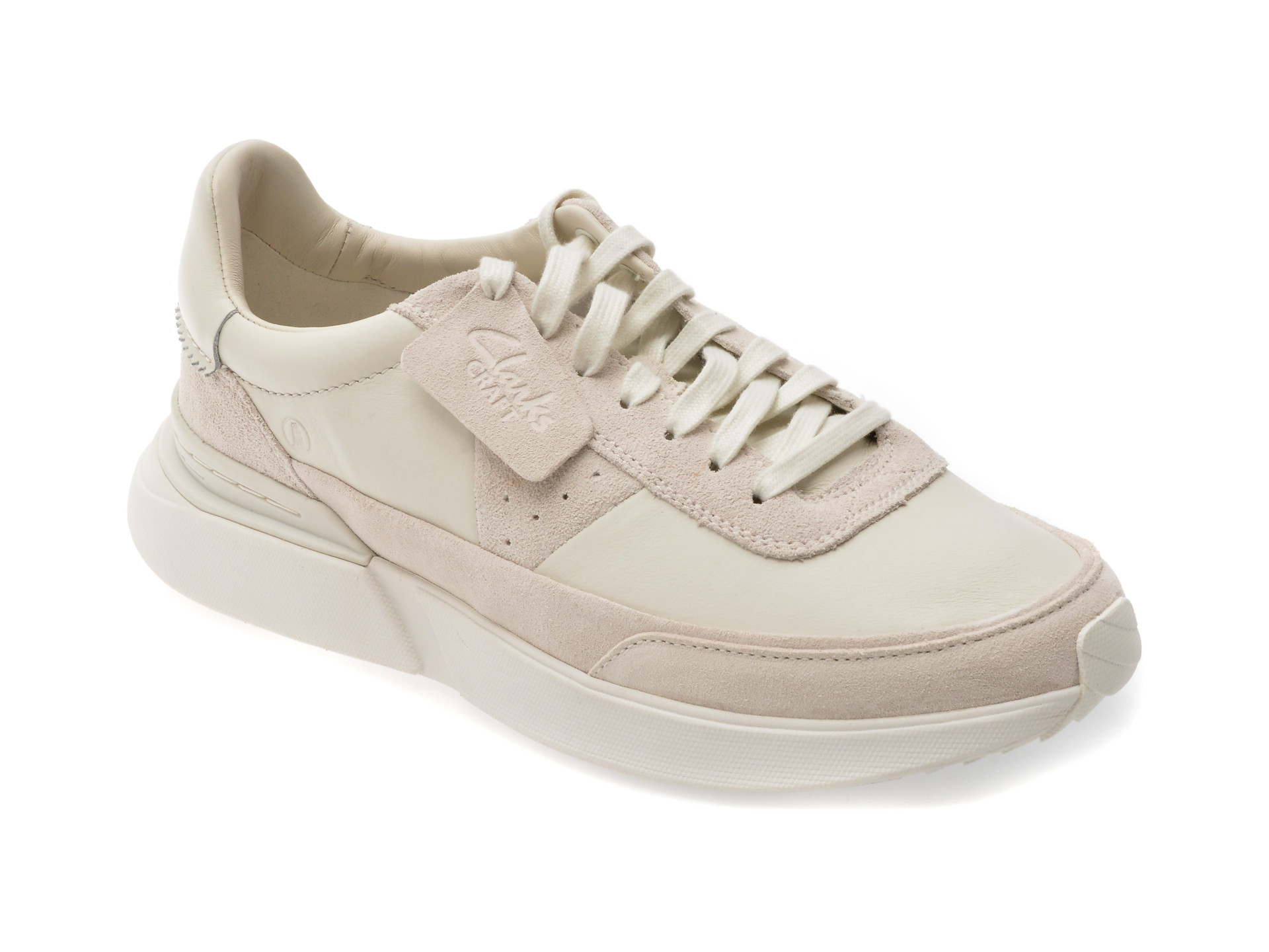 Pantofi sport CLARKS albi, CRAFT PACE, din piele naturala