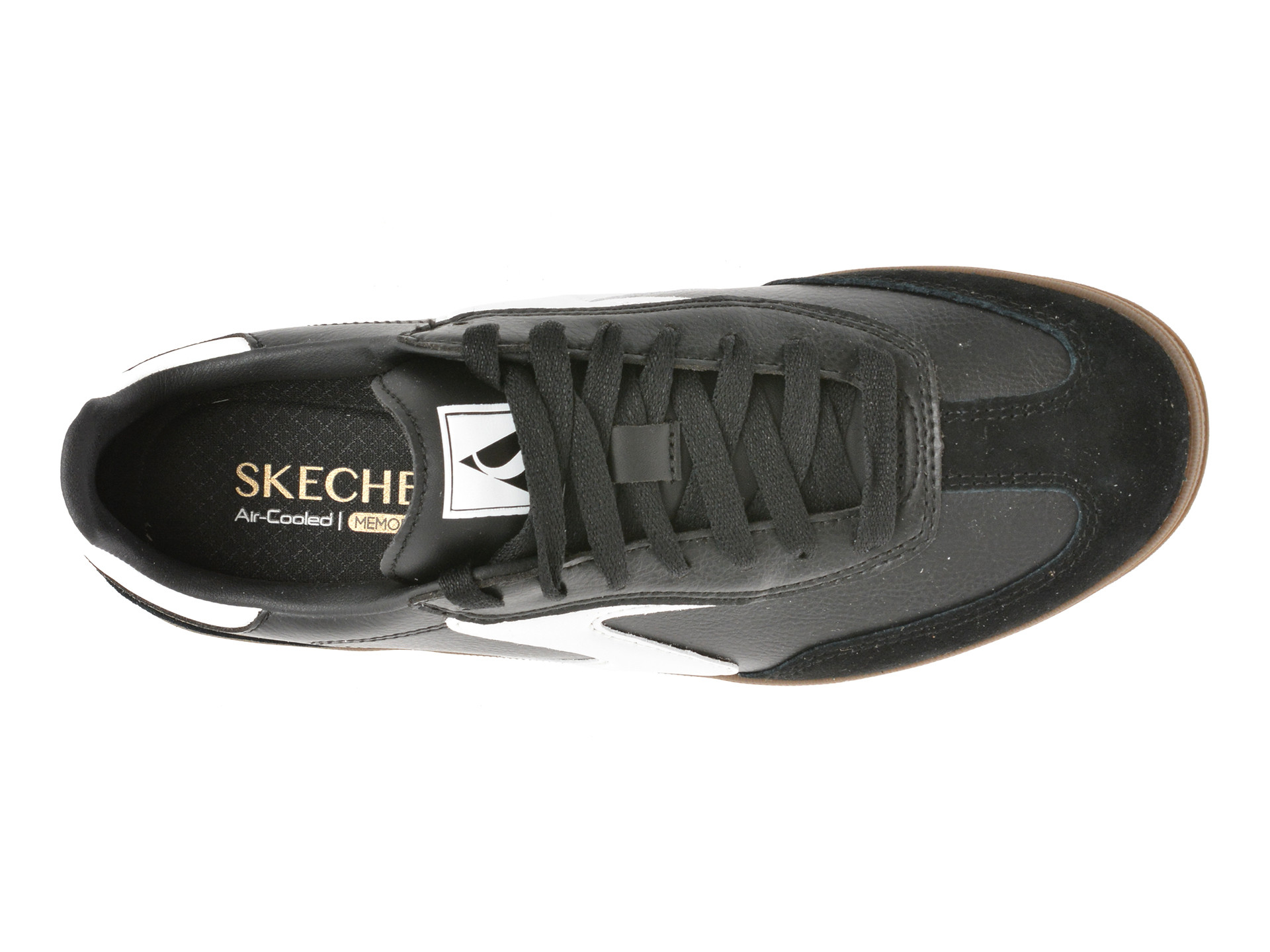 Pantofi sport SKECHERS alb-negru, HOTSHOT, din piele naturala