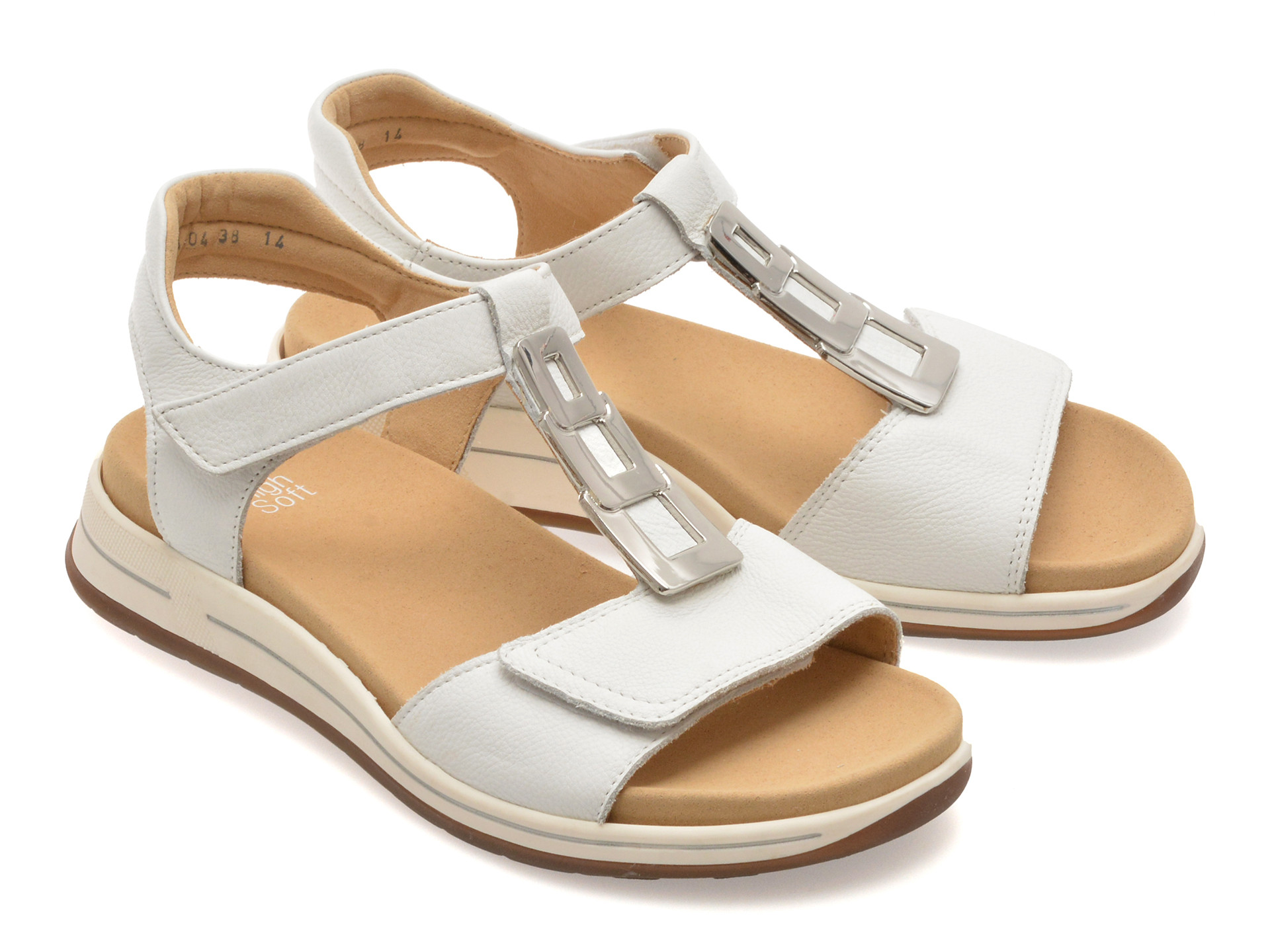 Sandale ARA albe, 34804, din piele naturala