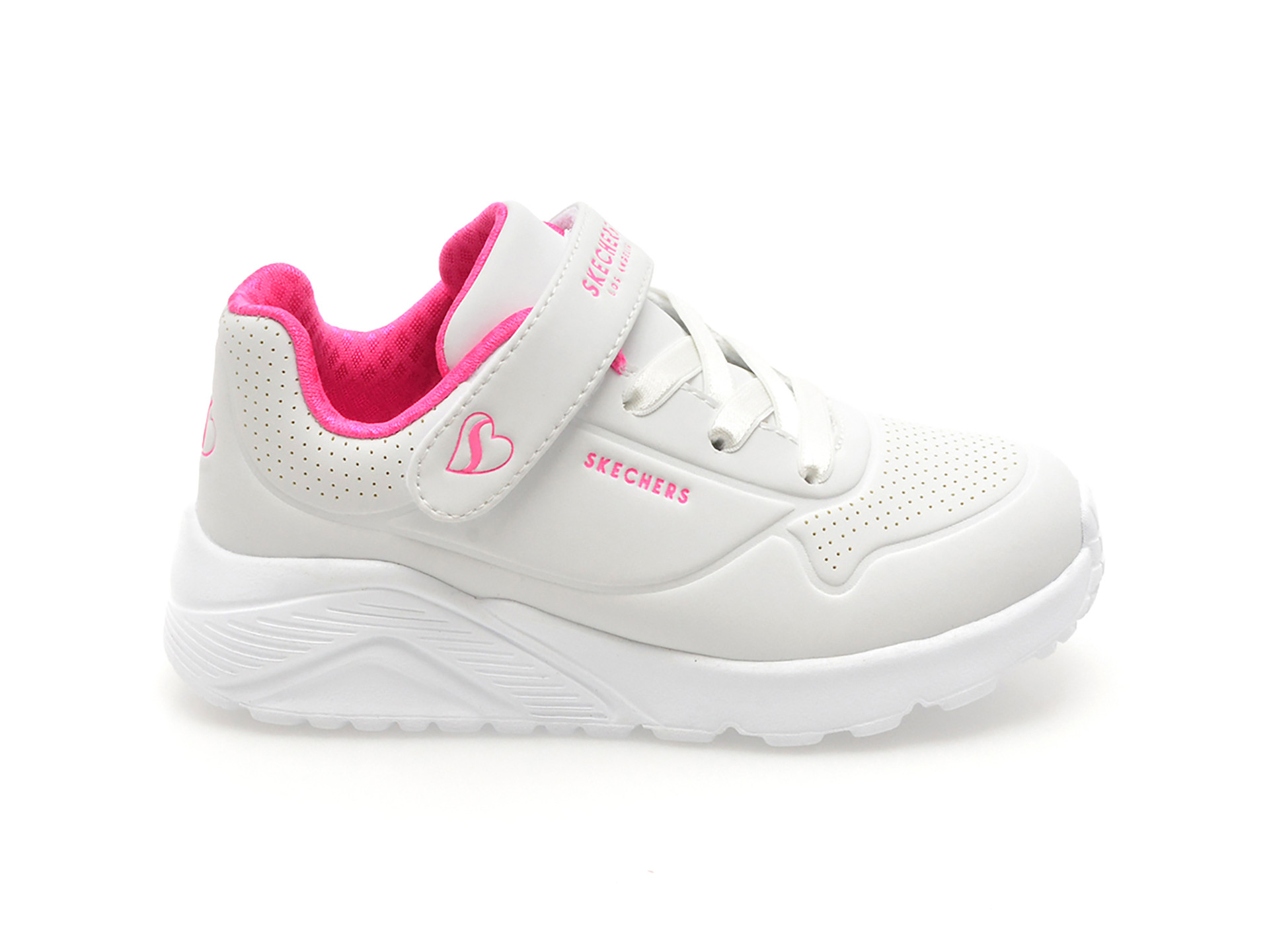 Pantofi sport SKECHERS albi, UNO LITE, din piele ecologica
