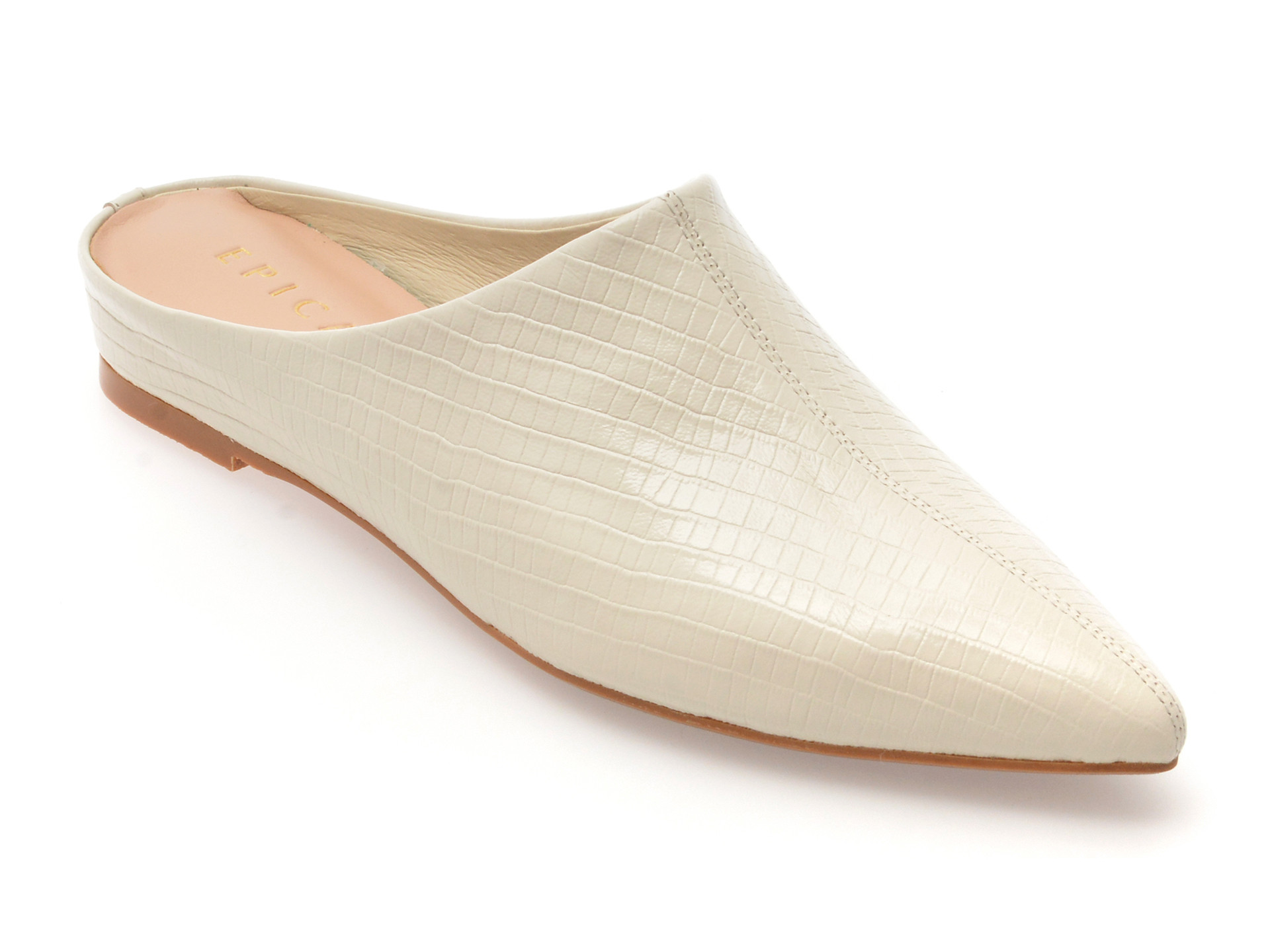 Papuci EPICA bej, DY2297, din piele naturala