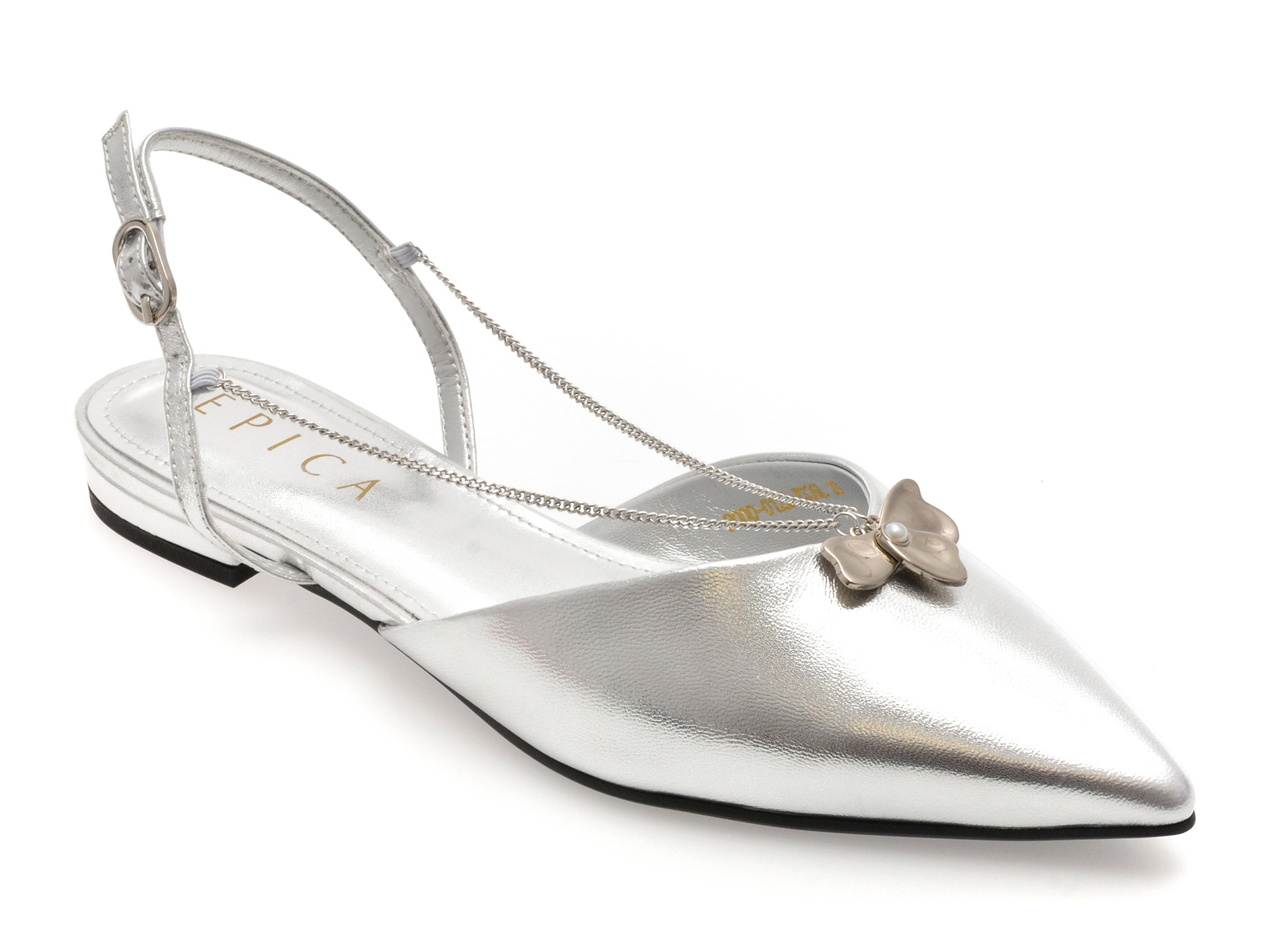 Pantofi EPICA argintii, 2000, din piele naturala