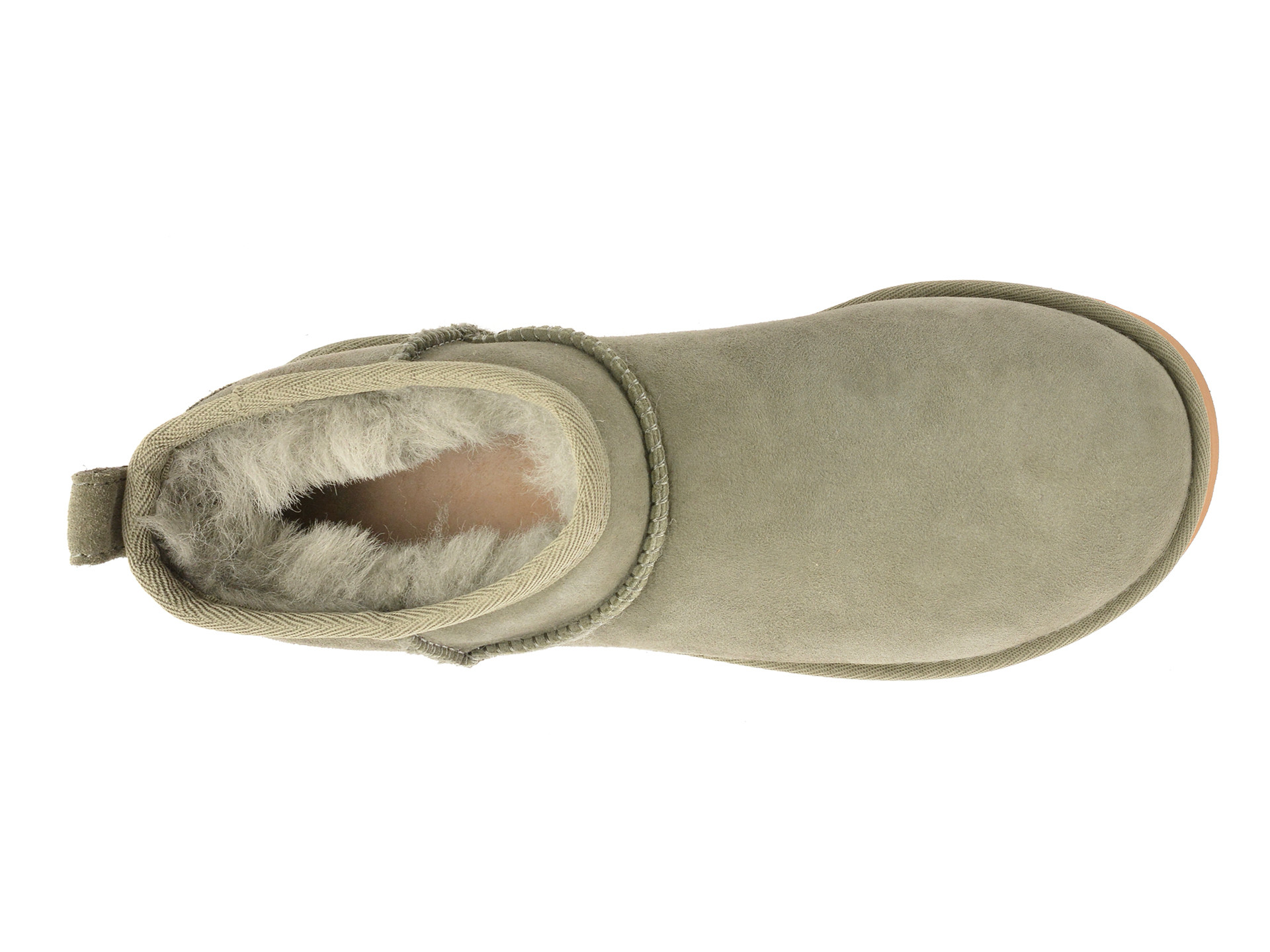 Ghete UGG kaki, CLASSIC ULTRA MINI, din piele intoarsa