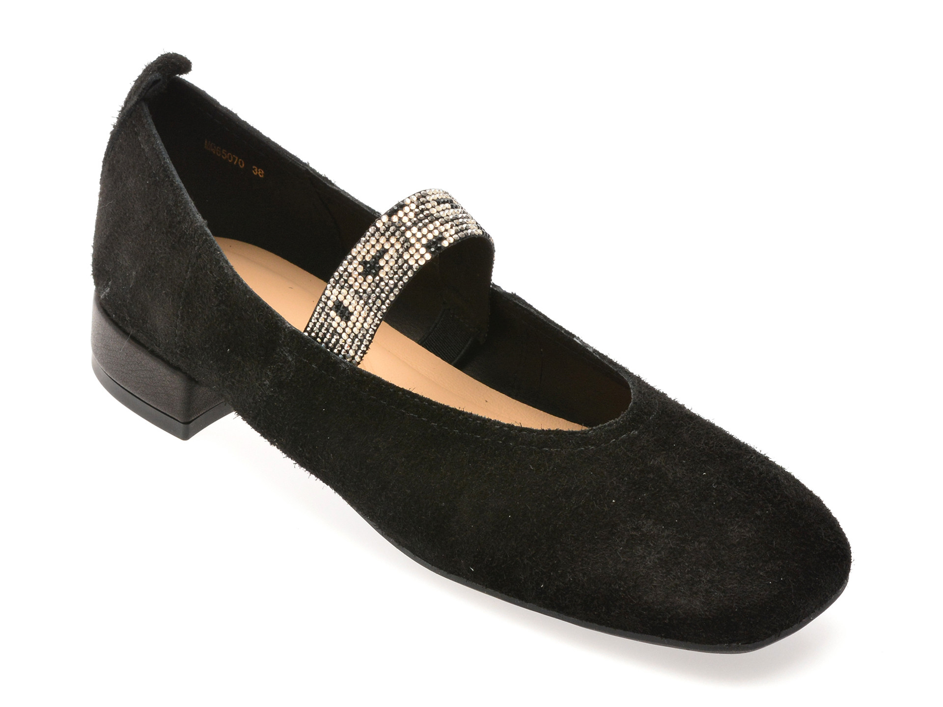 Balerini EPICA negri, 65070, din piele intoarsa