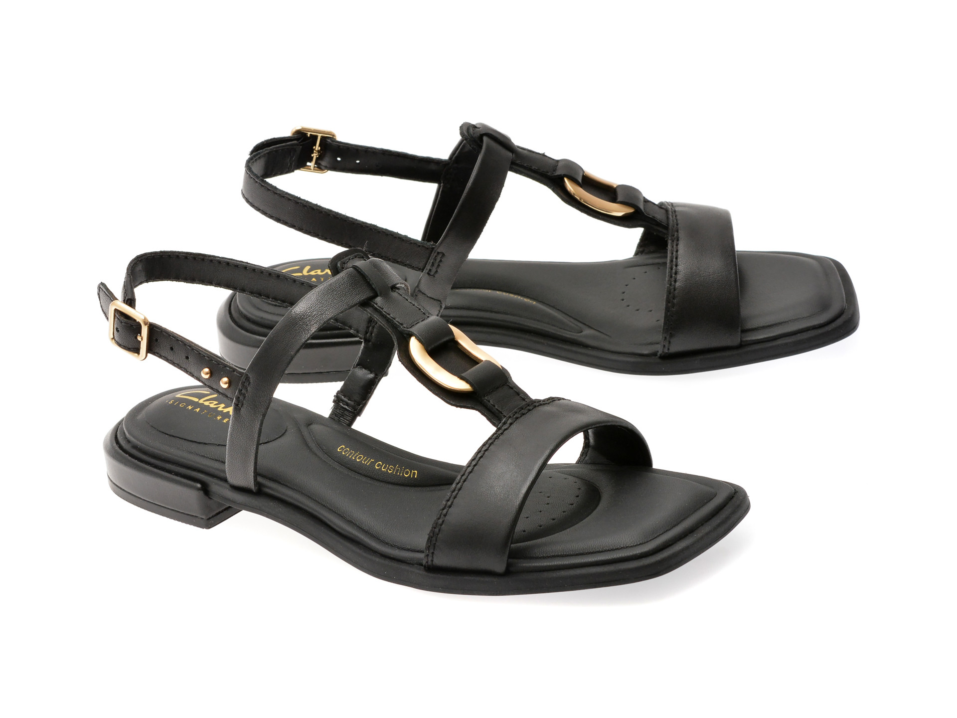 Sandale CLARKS negre, ARIANY SLING, din piele naturala