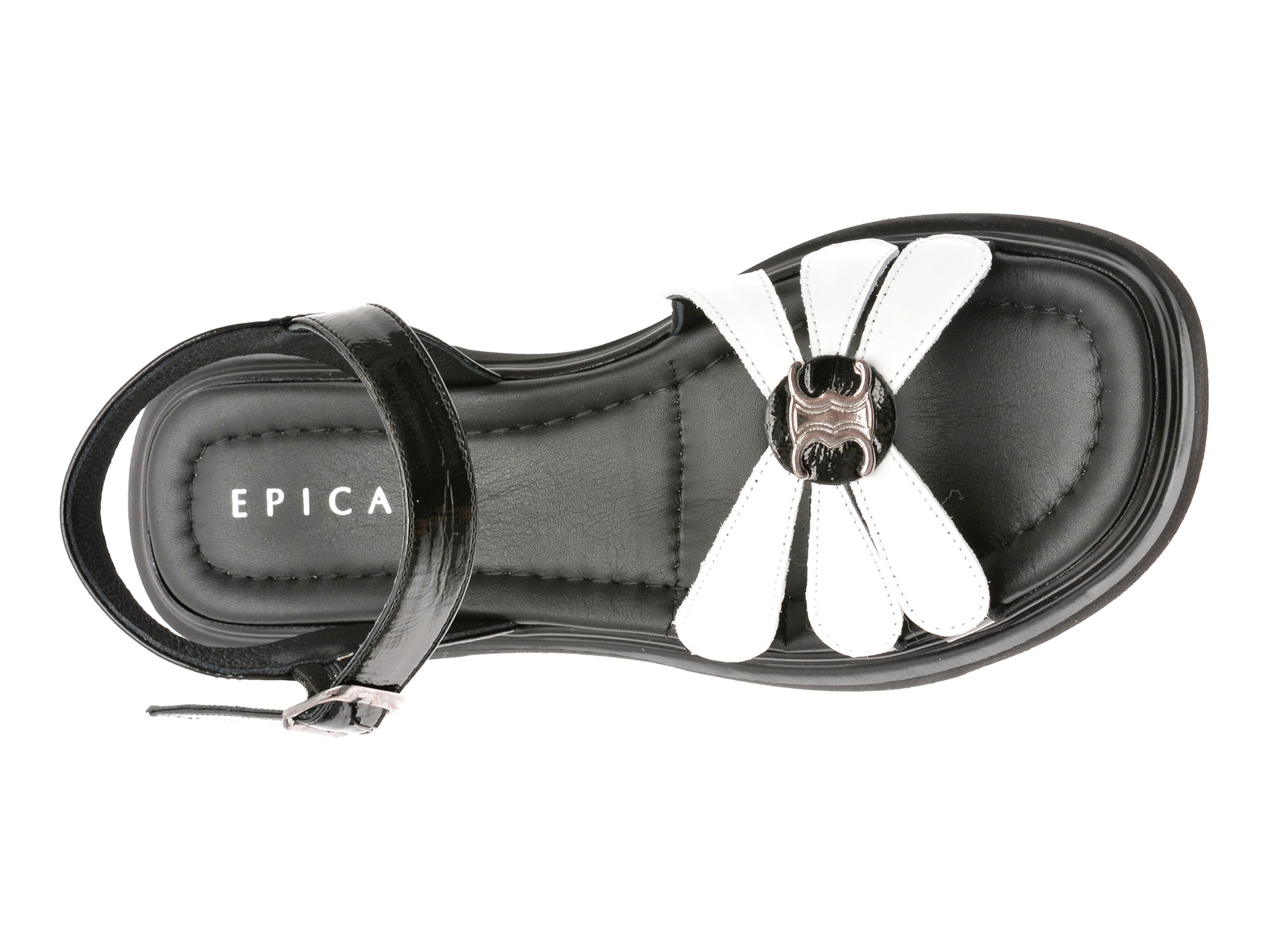 Sandale EPICA alb-negru, 341125, din piele naturala