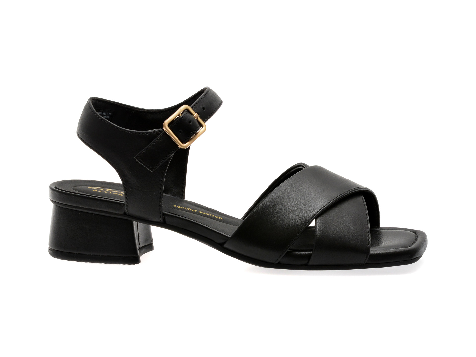 Sandale CLARKS negre, SERINA 35 CROSS, din piele naturala