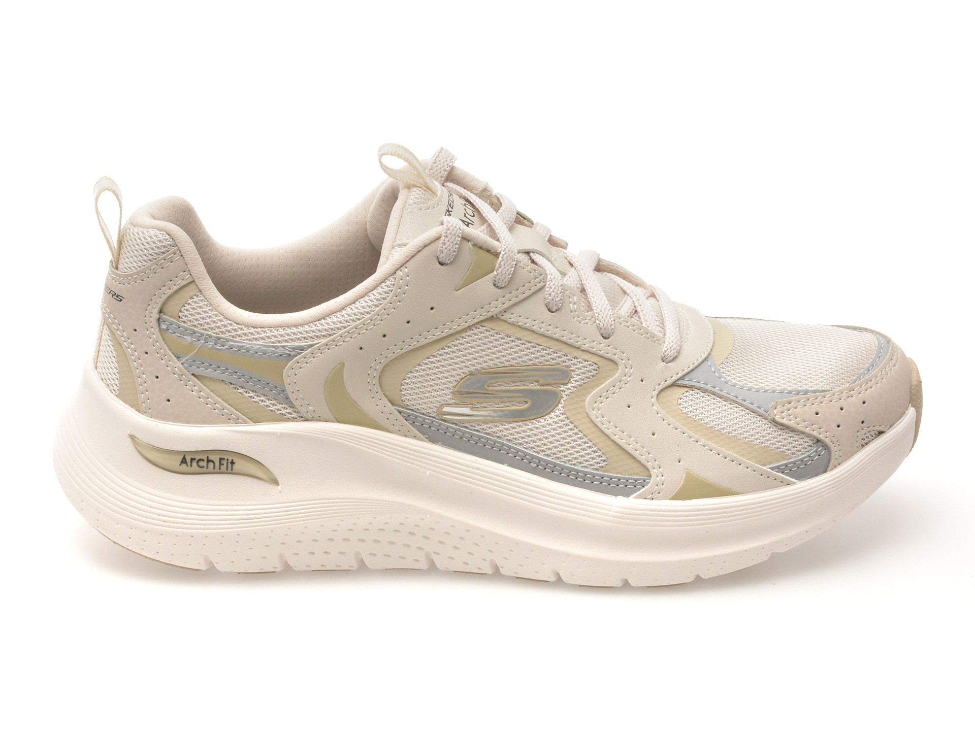 Pantofi sport SKECHERS bej, ARCH FIT 2.0, din material textil