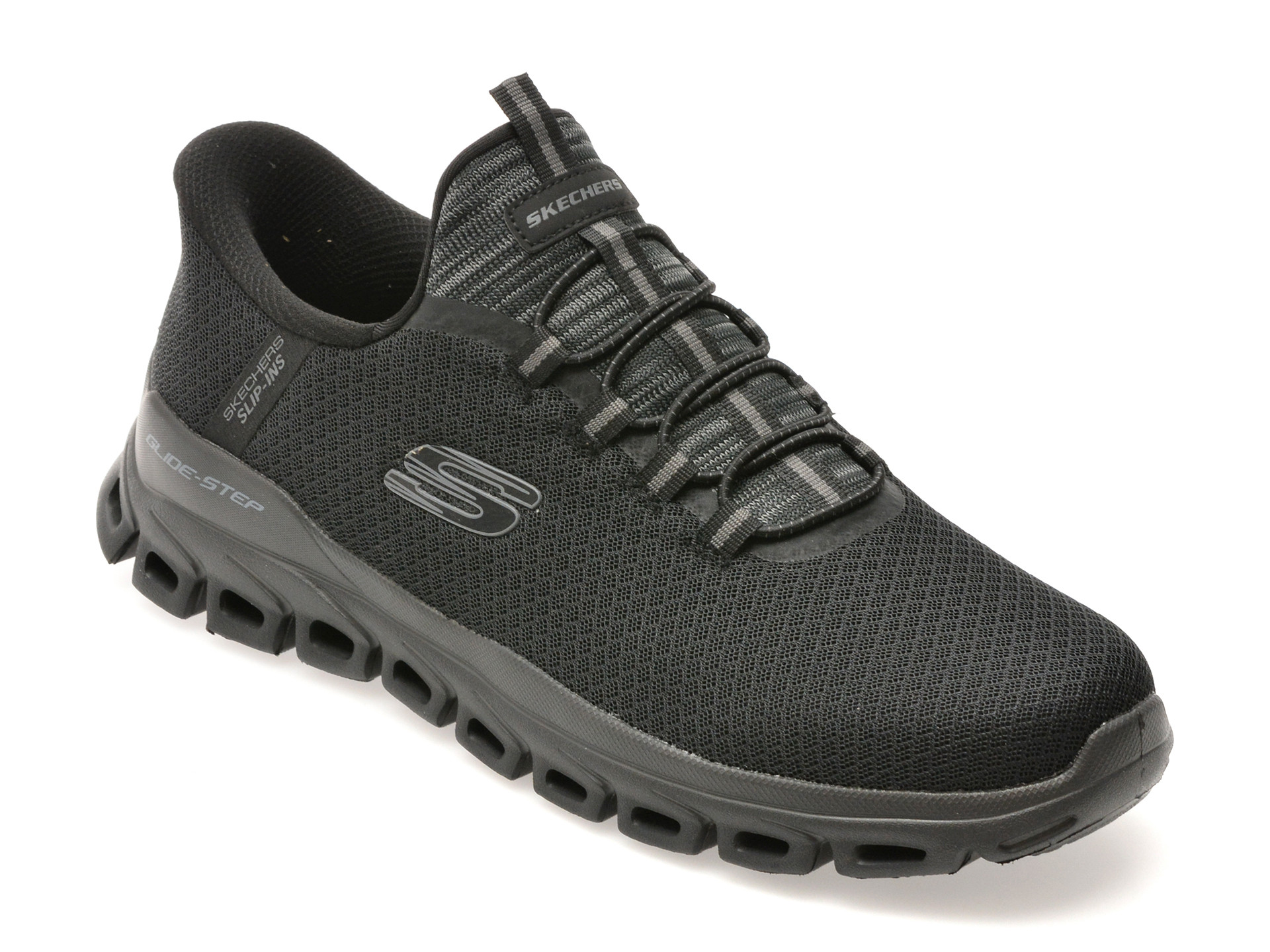 Pantofi sport SKECHERS negri, GLIDE-STEP, din material textil