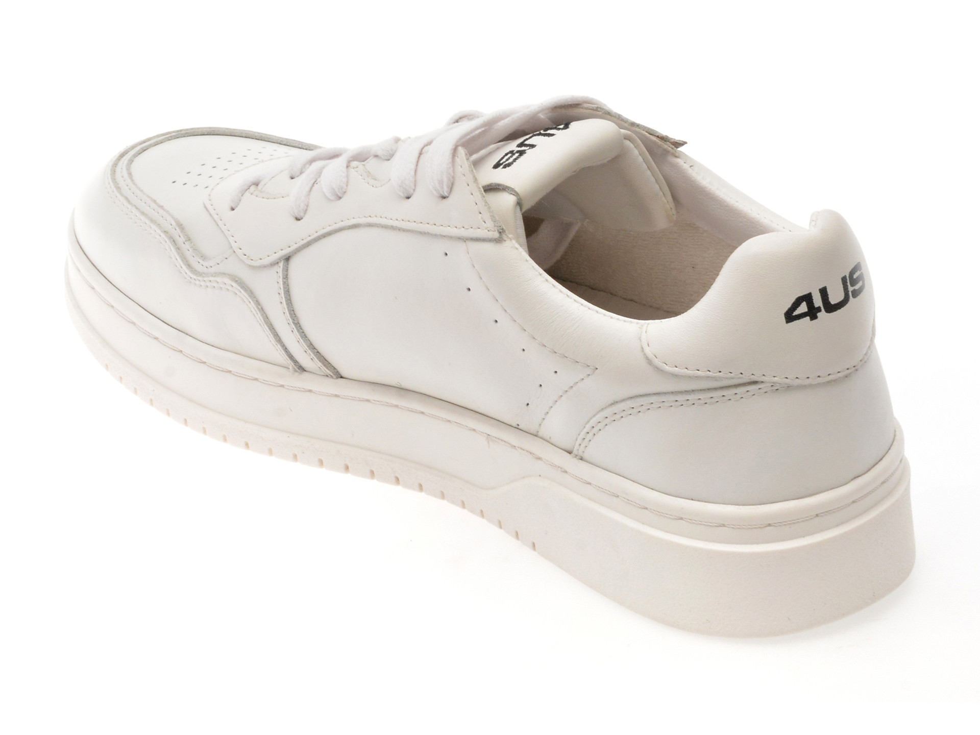 Pantofi sport 4US albi, ARON 100, din piele naturala