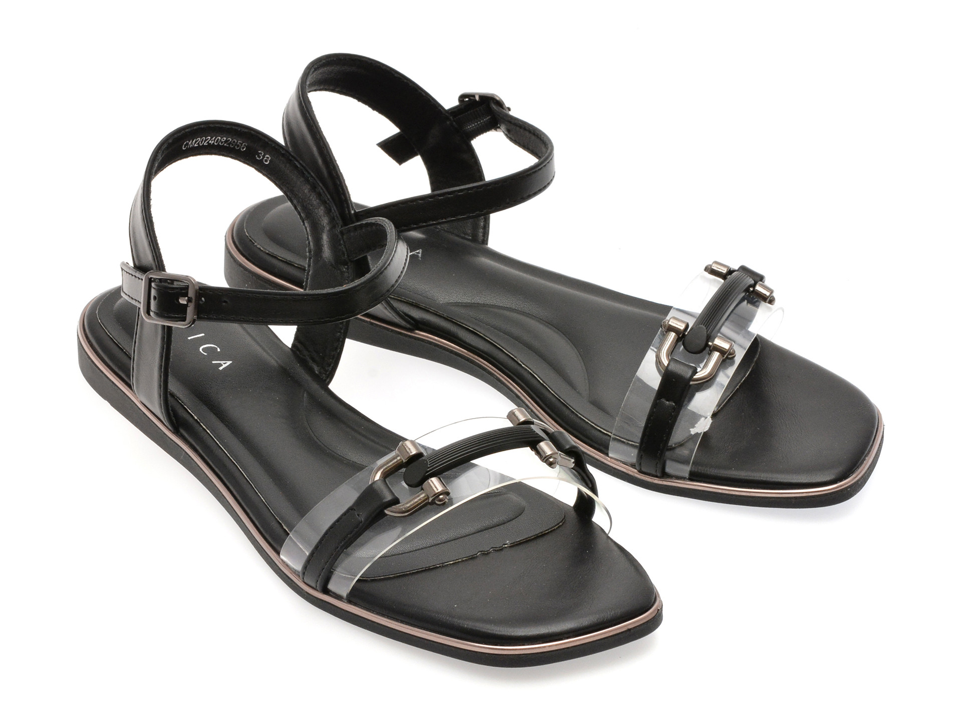 Sandale EPICA negre, 82956, din piele ecologica