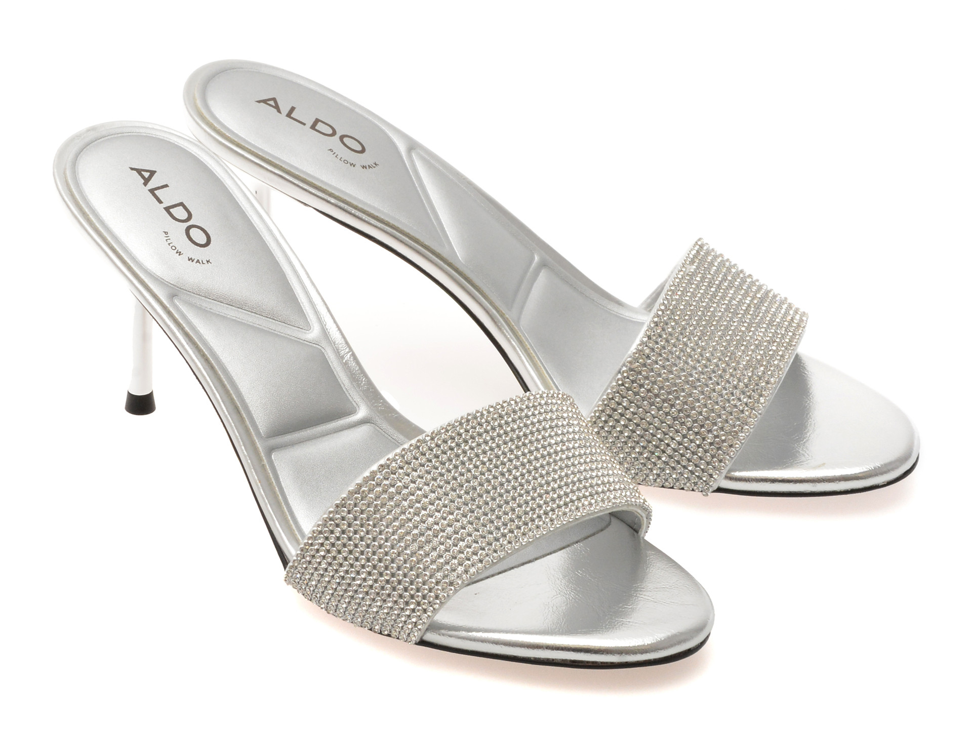 Papuci ALDO argintii, ETERNALLY 040, din piele ecologica