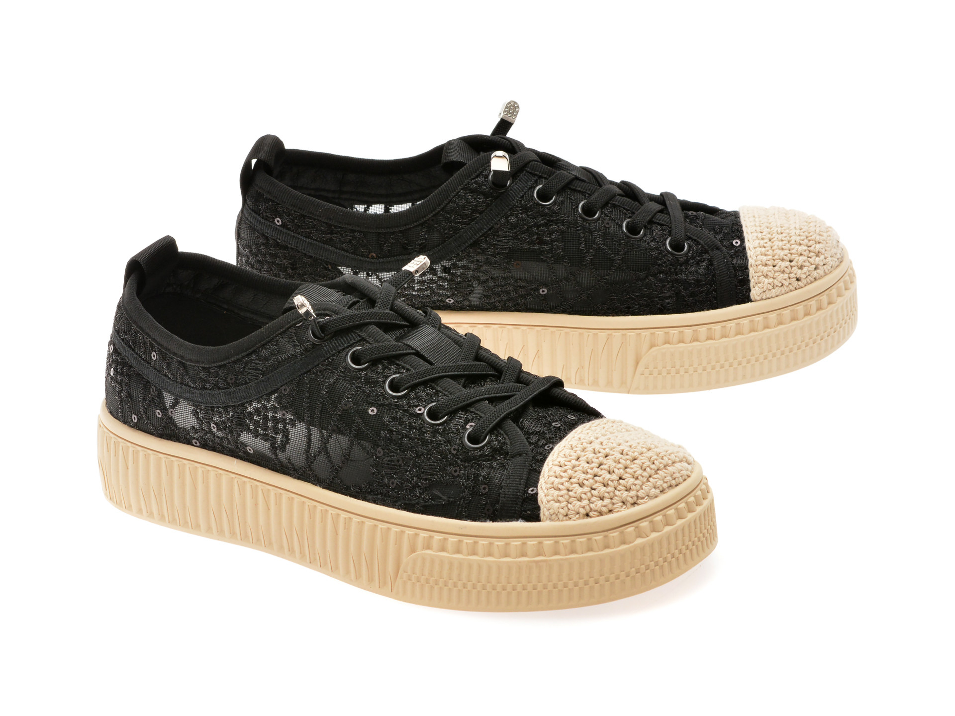 Pantofi EPICA negri, 5063, din material textil