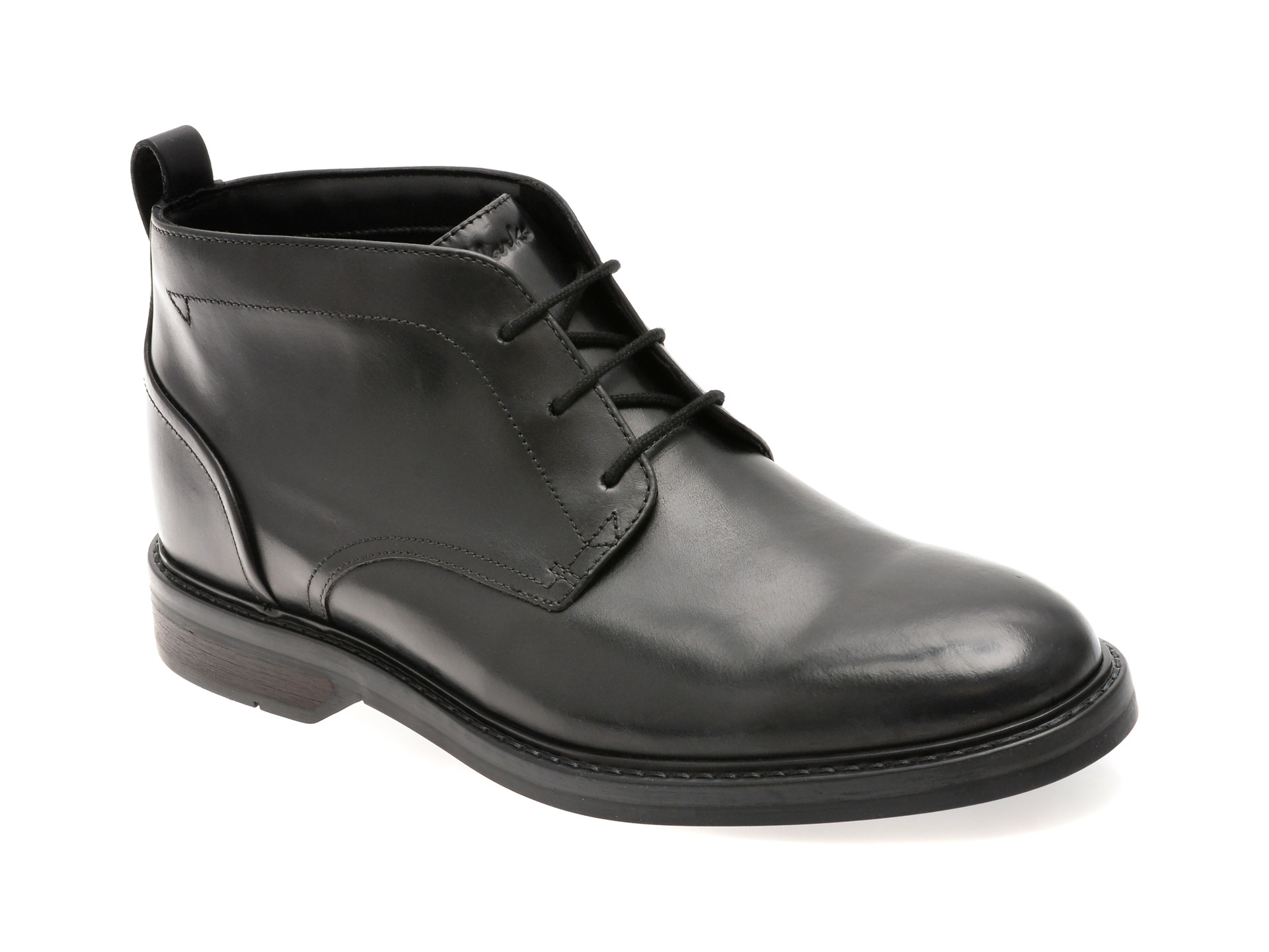 Ghete elegante CLARKS negre, ALDWIN CHUKKA, din piele naturala