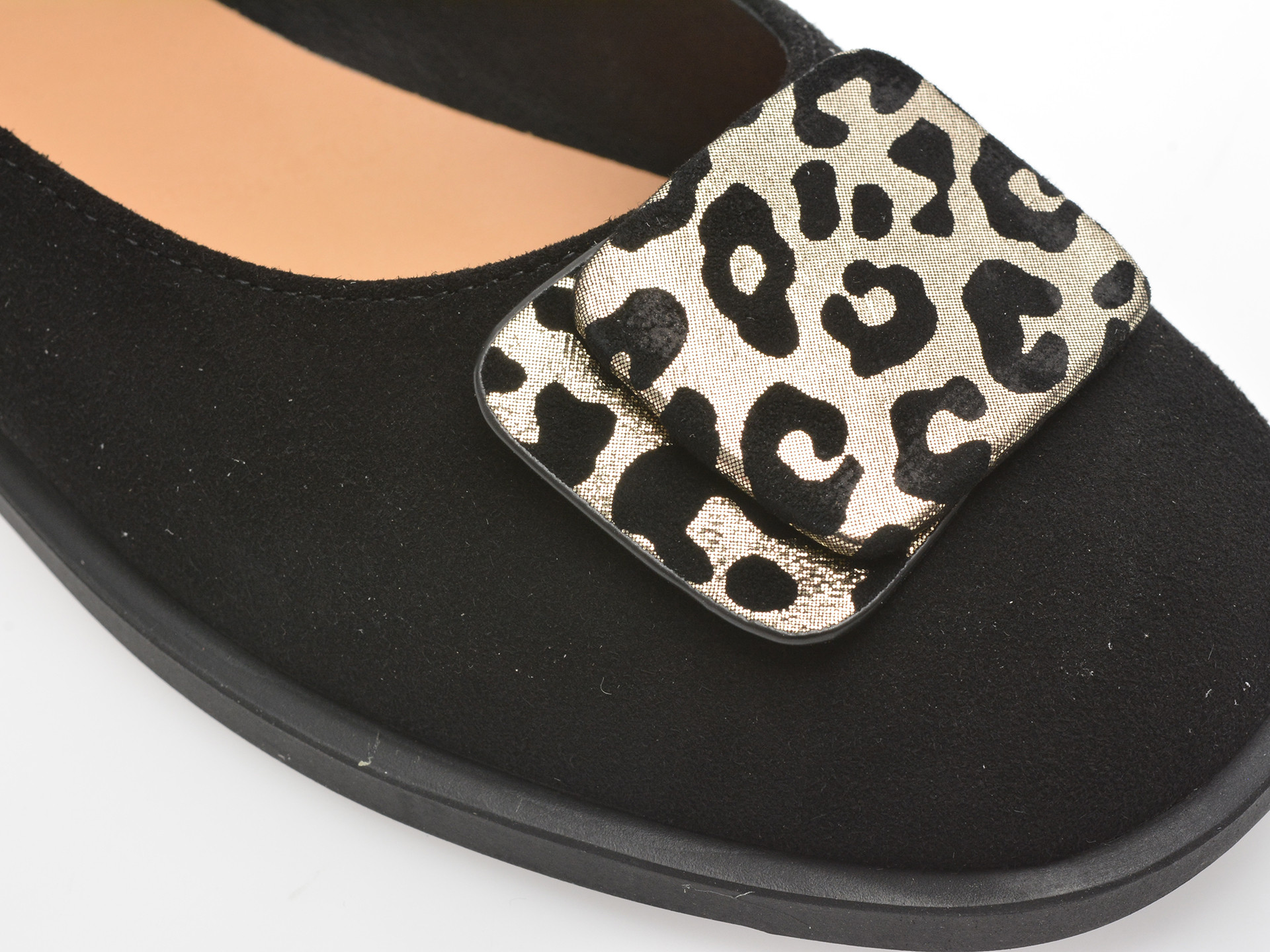 Balerini EPICA negri, V732G20, din piele intoarsa