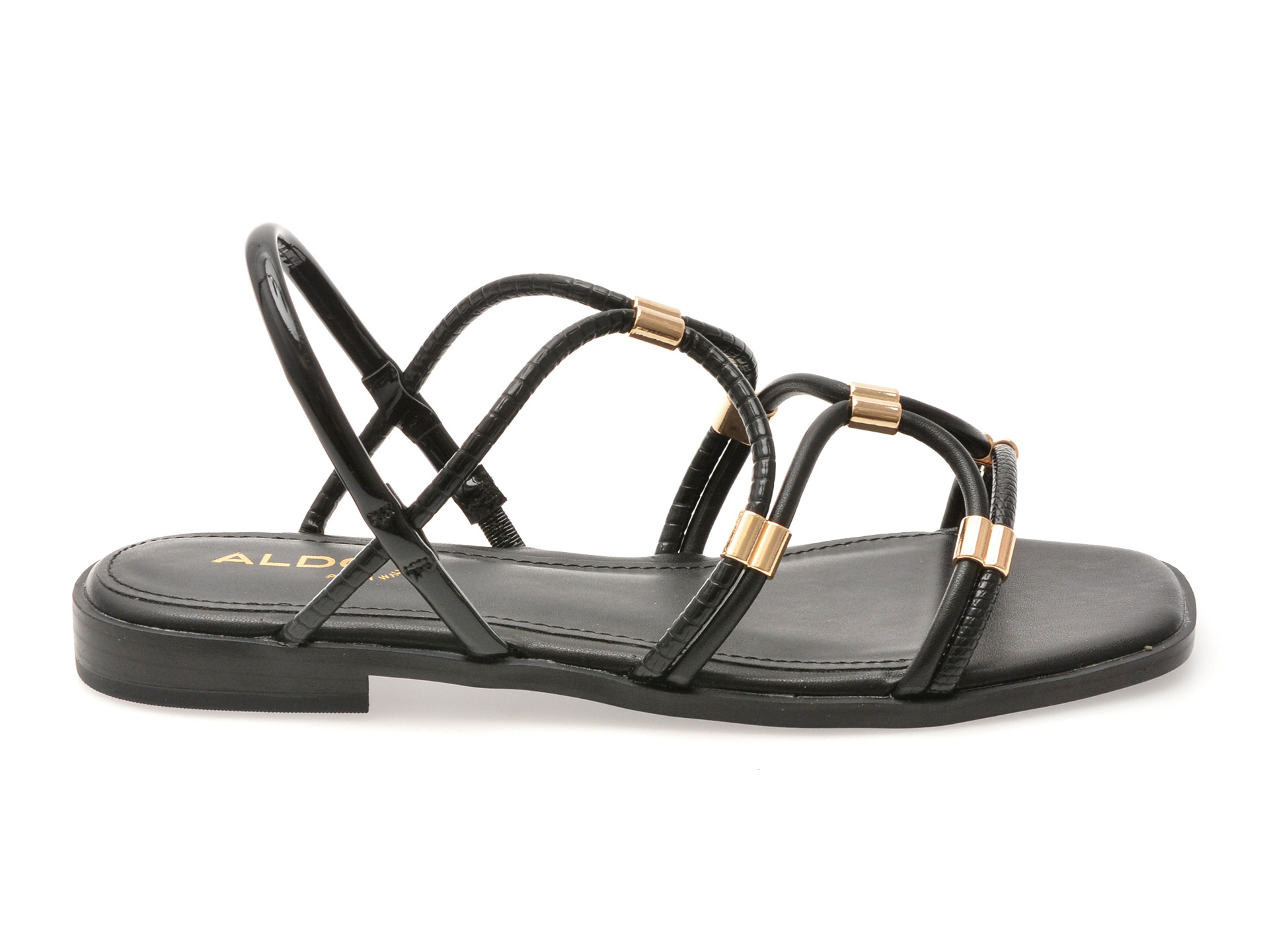 Sandale ALDO negre, BYCHAN 001, din piele ecologica