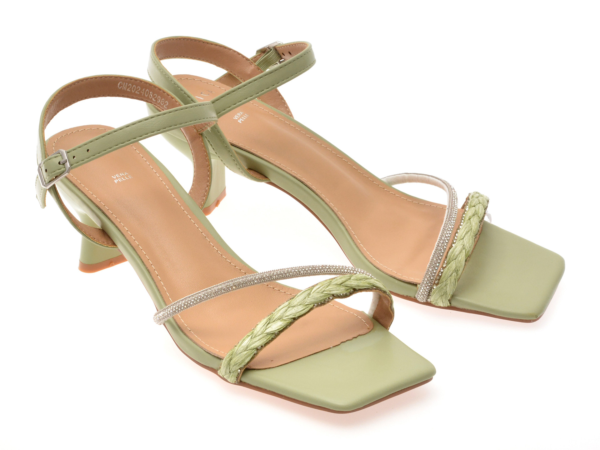 Sandale elegante EPICA verzi, 82982, din piele ecologica